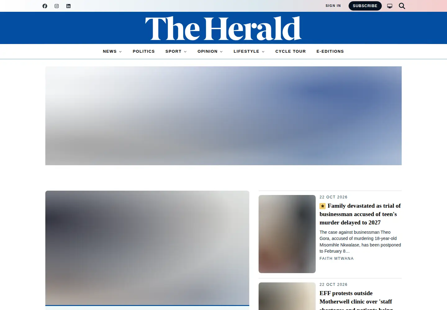Screenshot of theherald.co.za