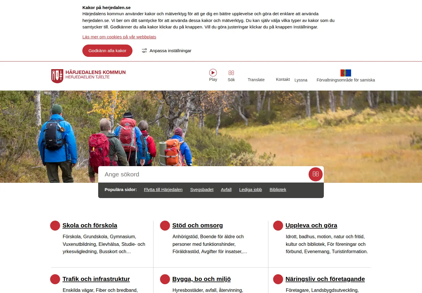 Captured homepage of herjedalen.se in the current scan