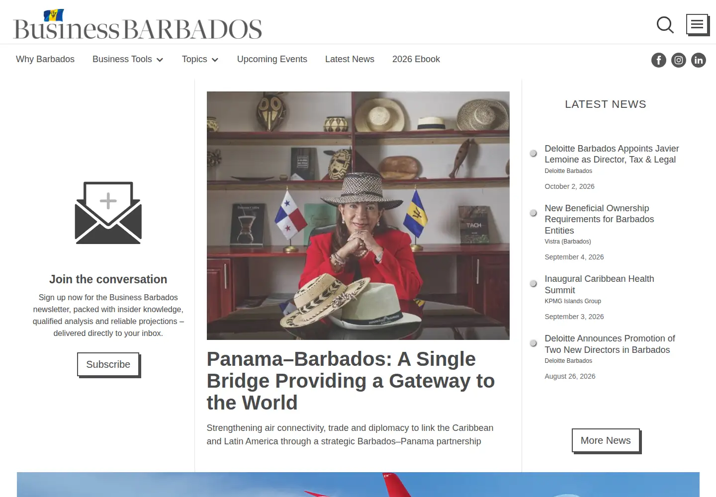 Captured homepage of businessbarbados.com in the current scan
