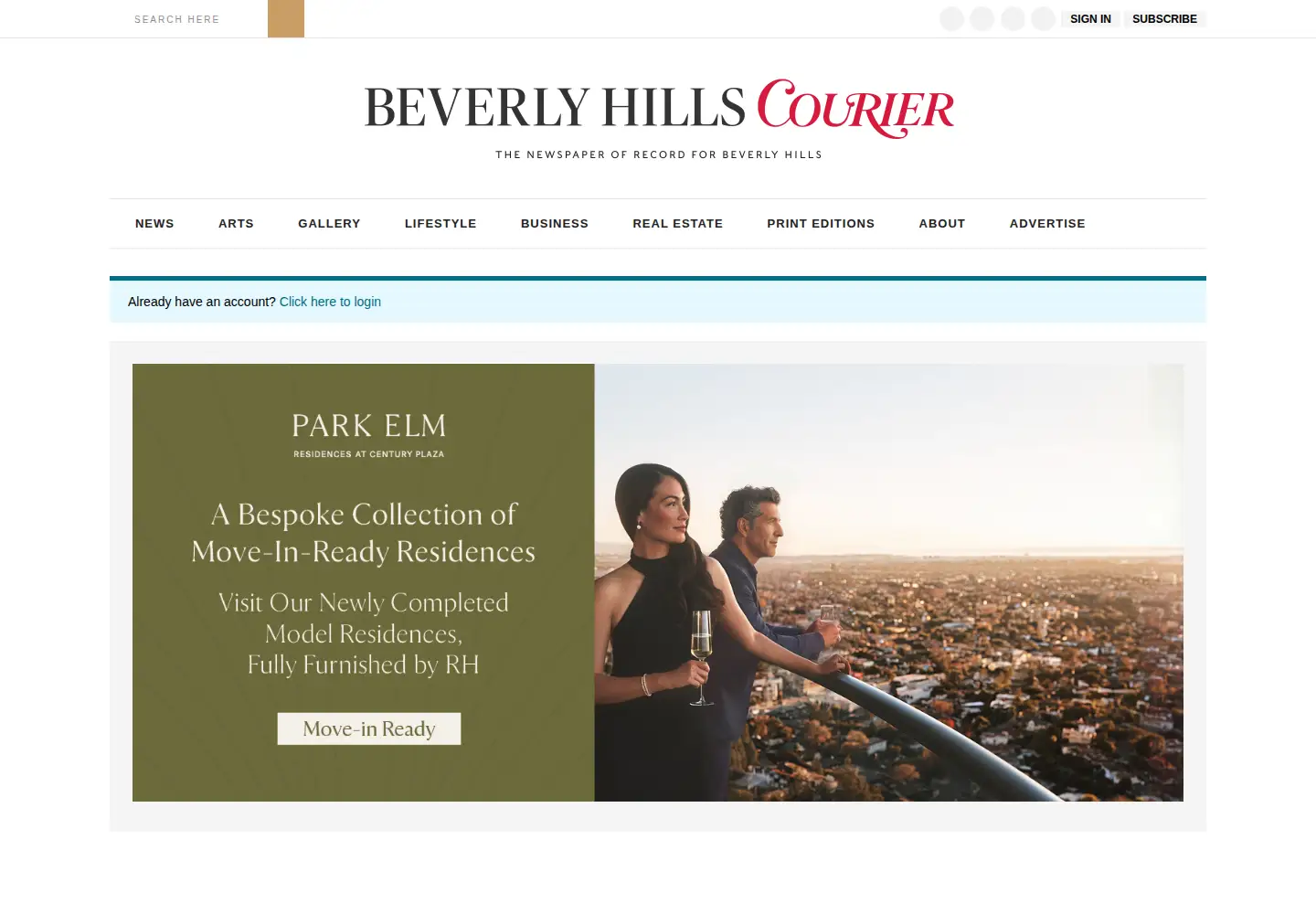 Captured homepage of bhcourier.com in the current scan