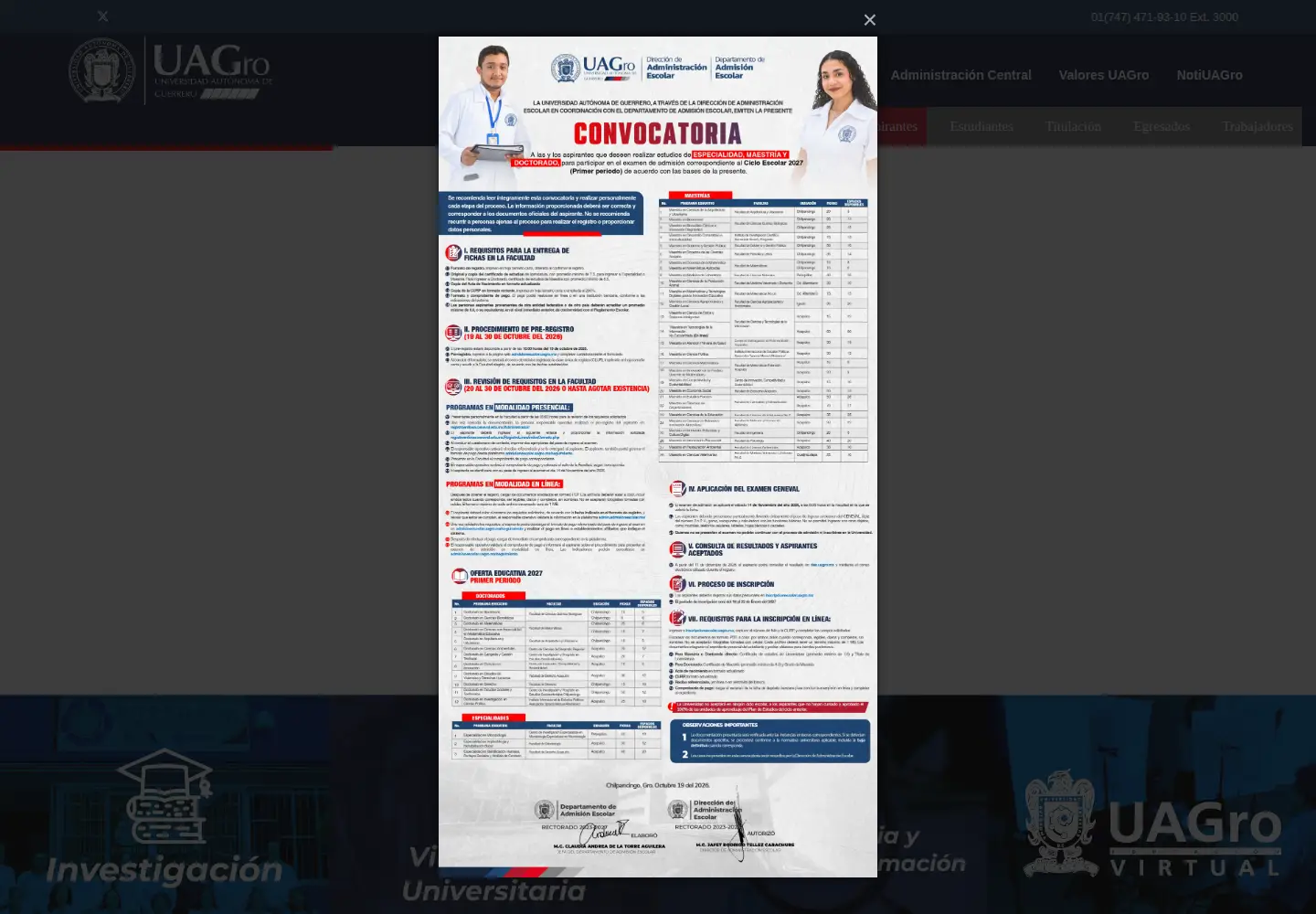 Screenshot of uagro.mx