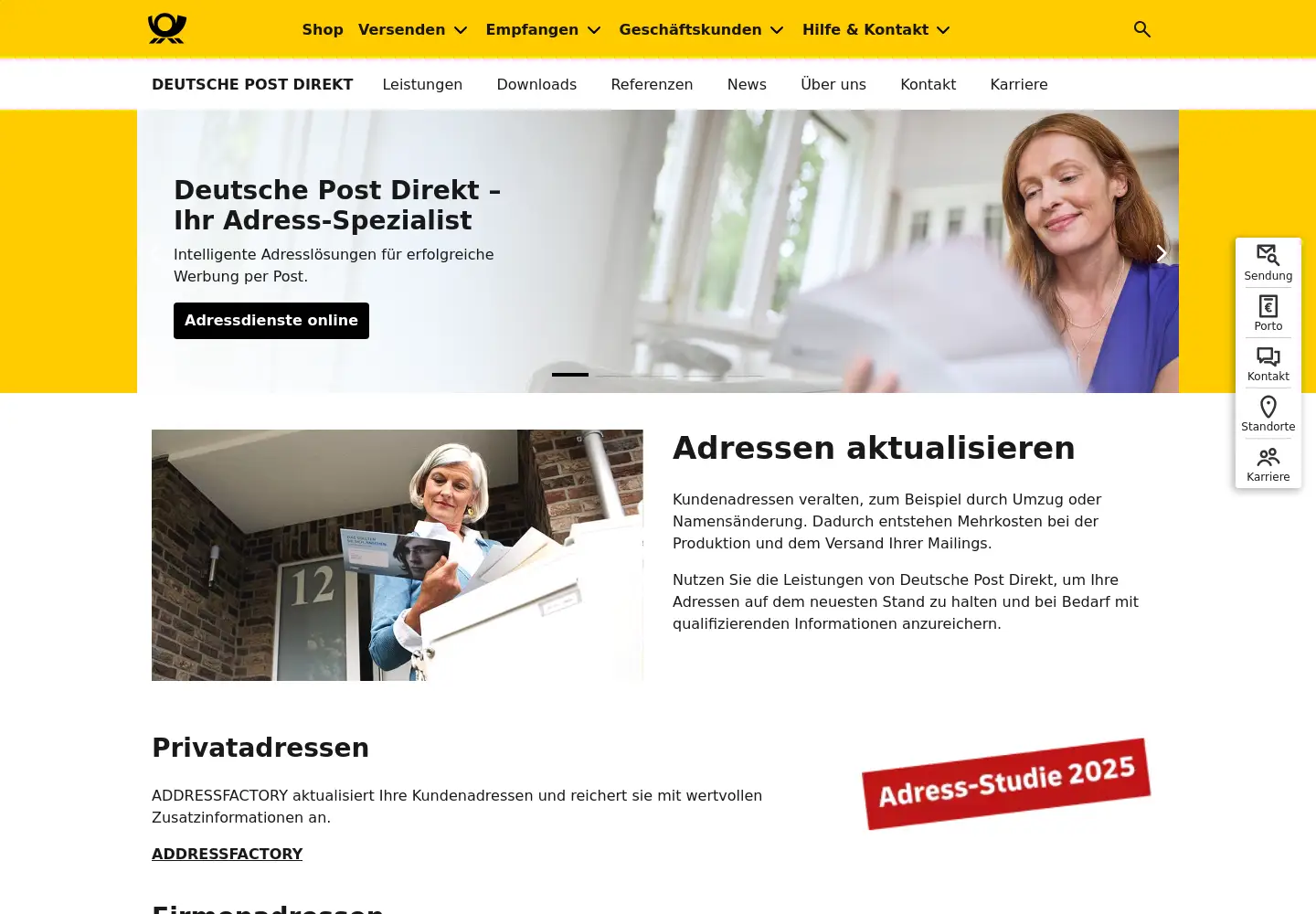 Screenshot of postdirekt.de