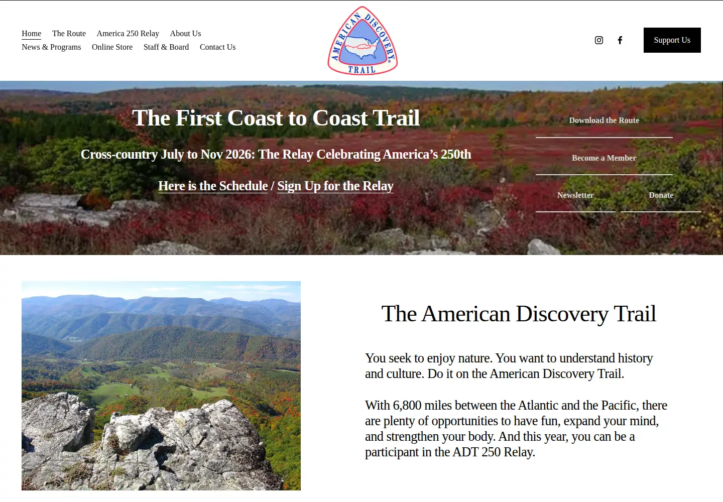 Captured homepage of discoverytrail.org in the current scan