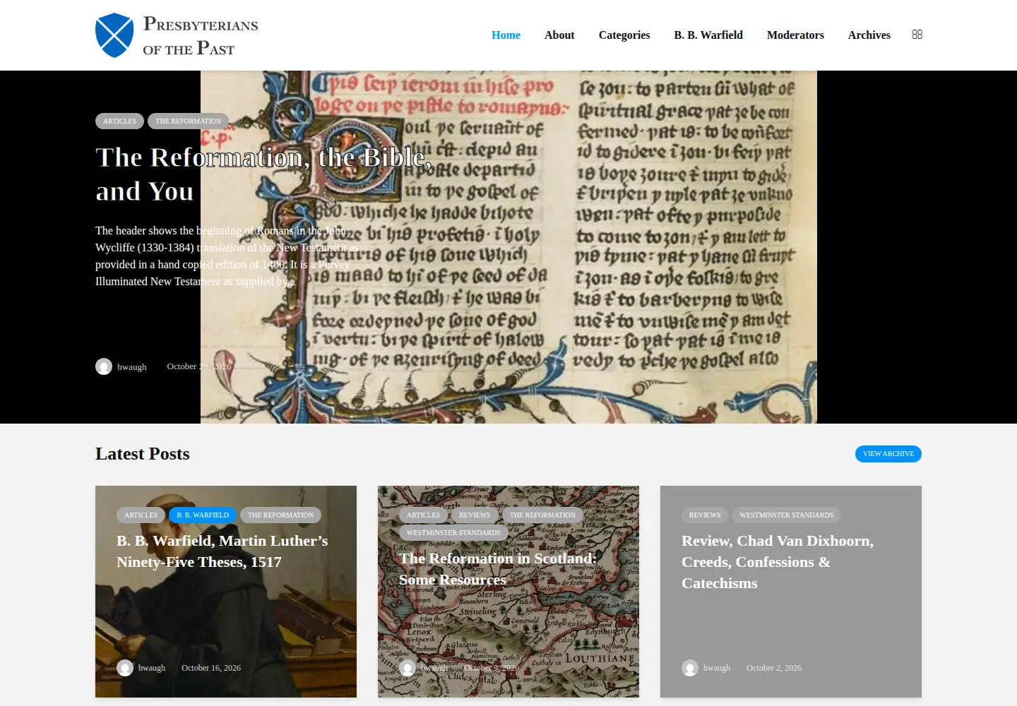 Screenshot of presbyteriansofthepast.com