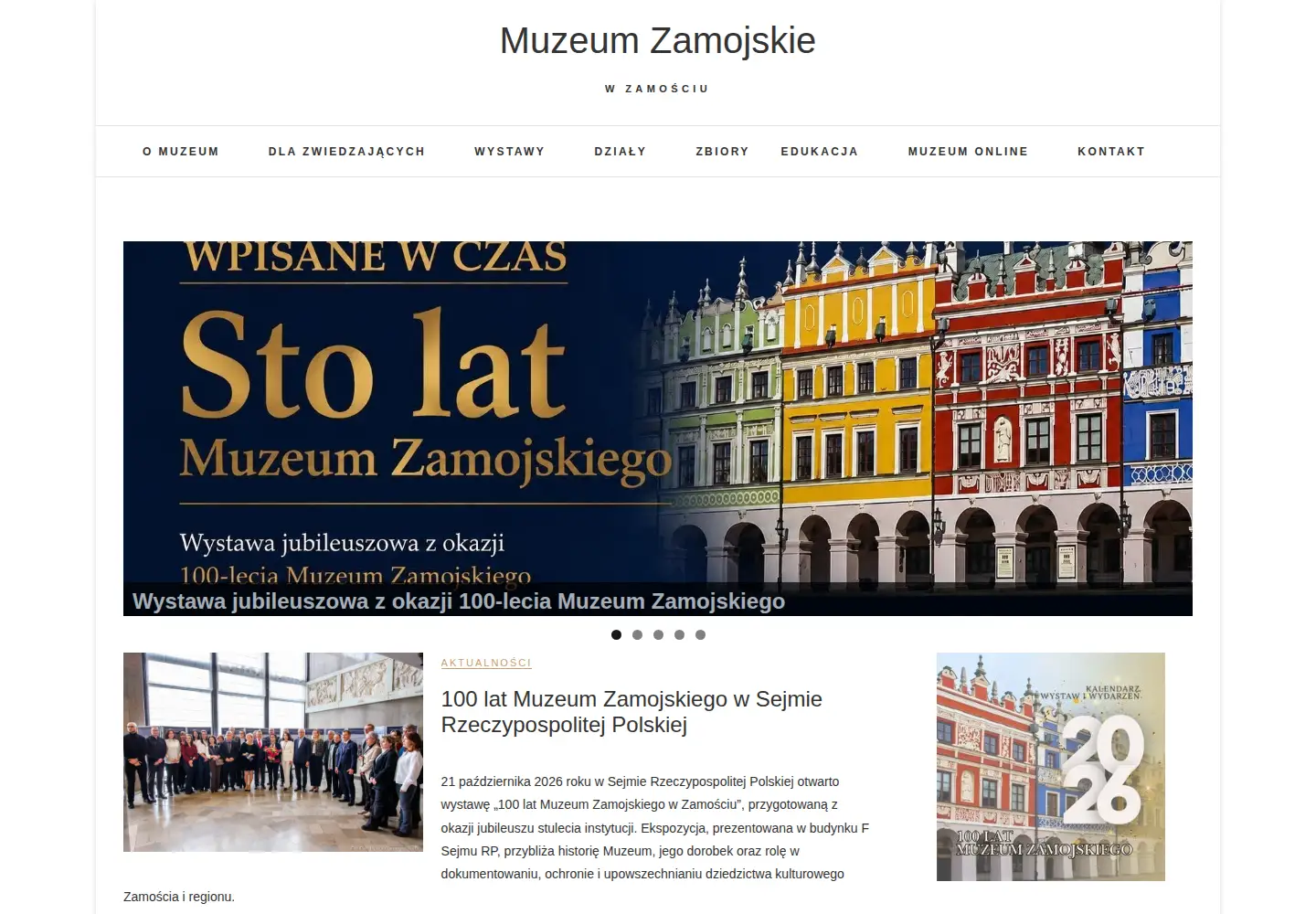 Screenshot of muzeum-zamojskie.pl