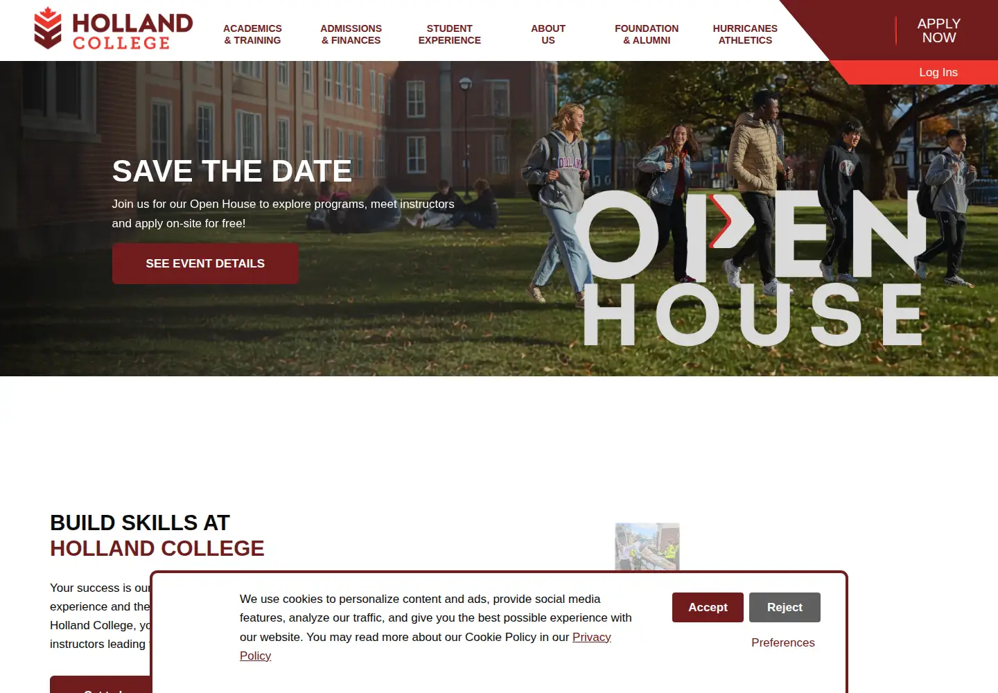 Screenshot of hollandcollege.com