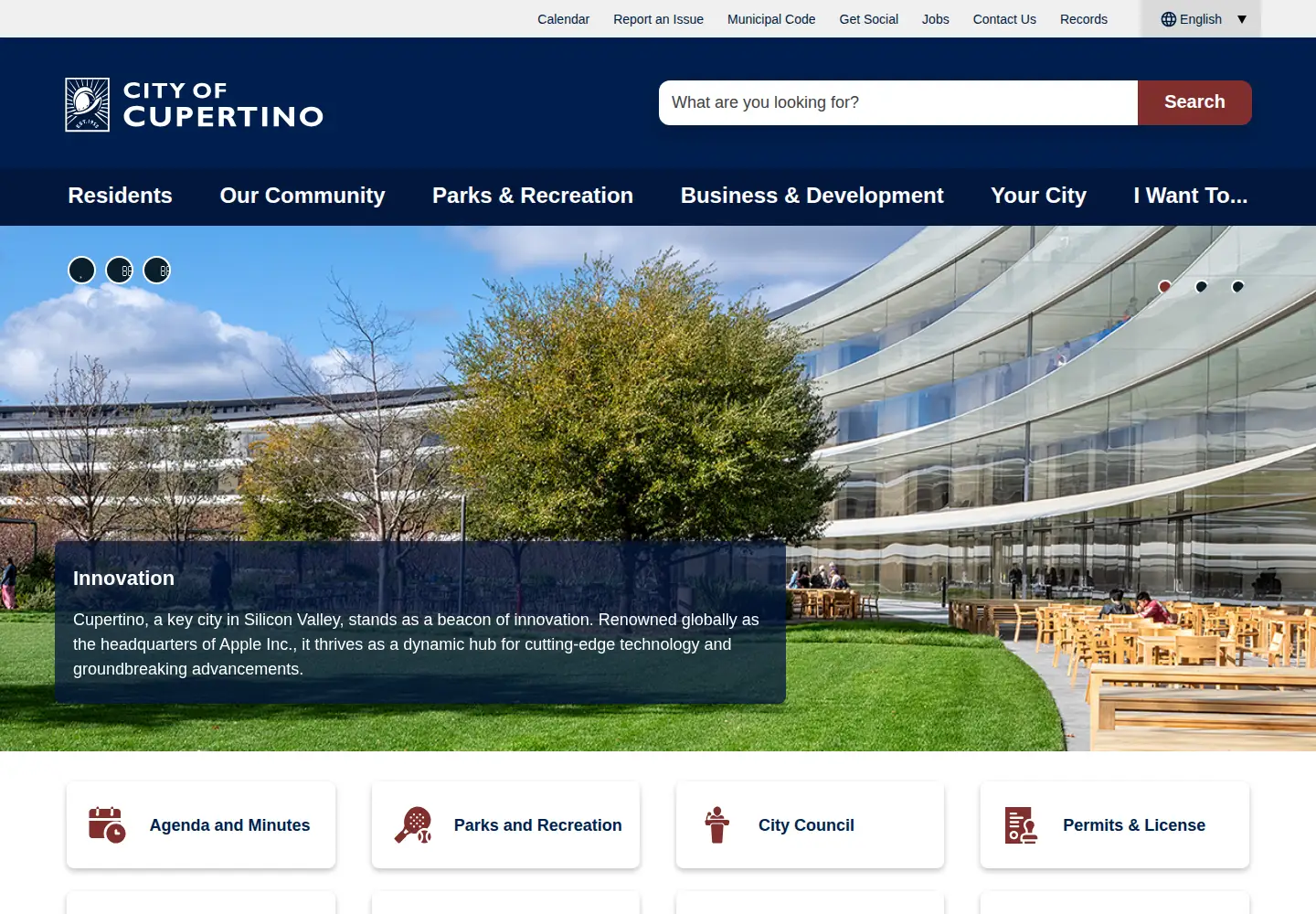 Screenshot of cupertino.gov