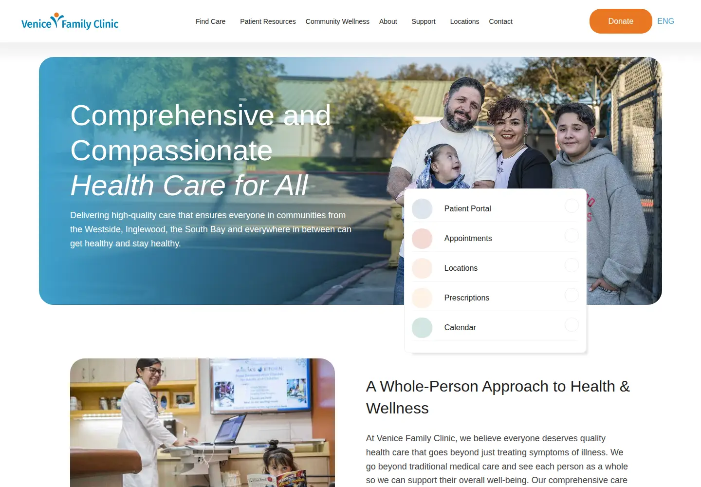 Captured homepage of venicefamilyclinic.org in the current scan