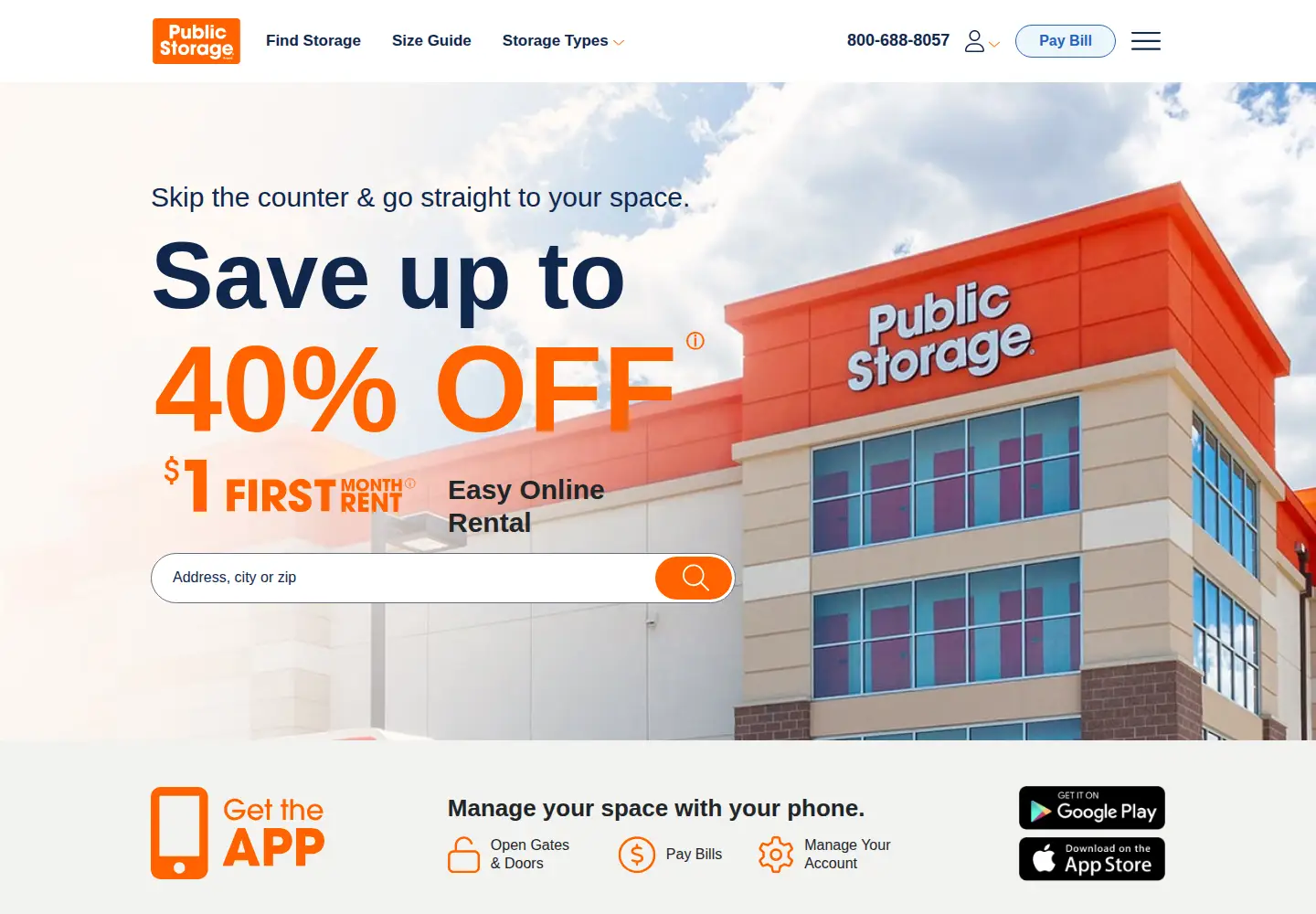 Captured homepage of publicstorage.com in the current scan