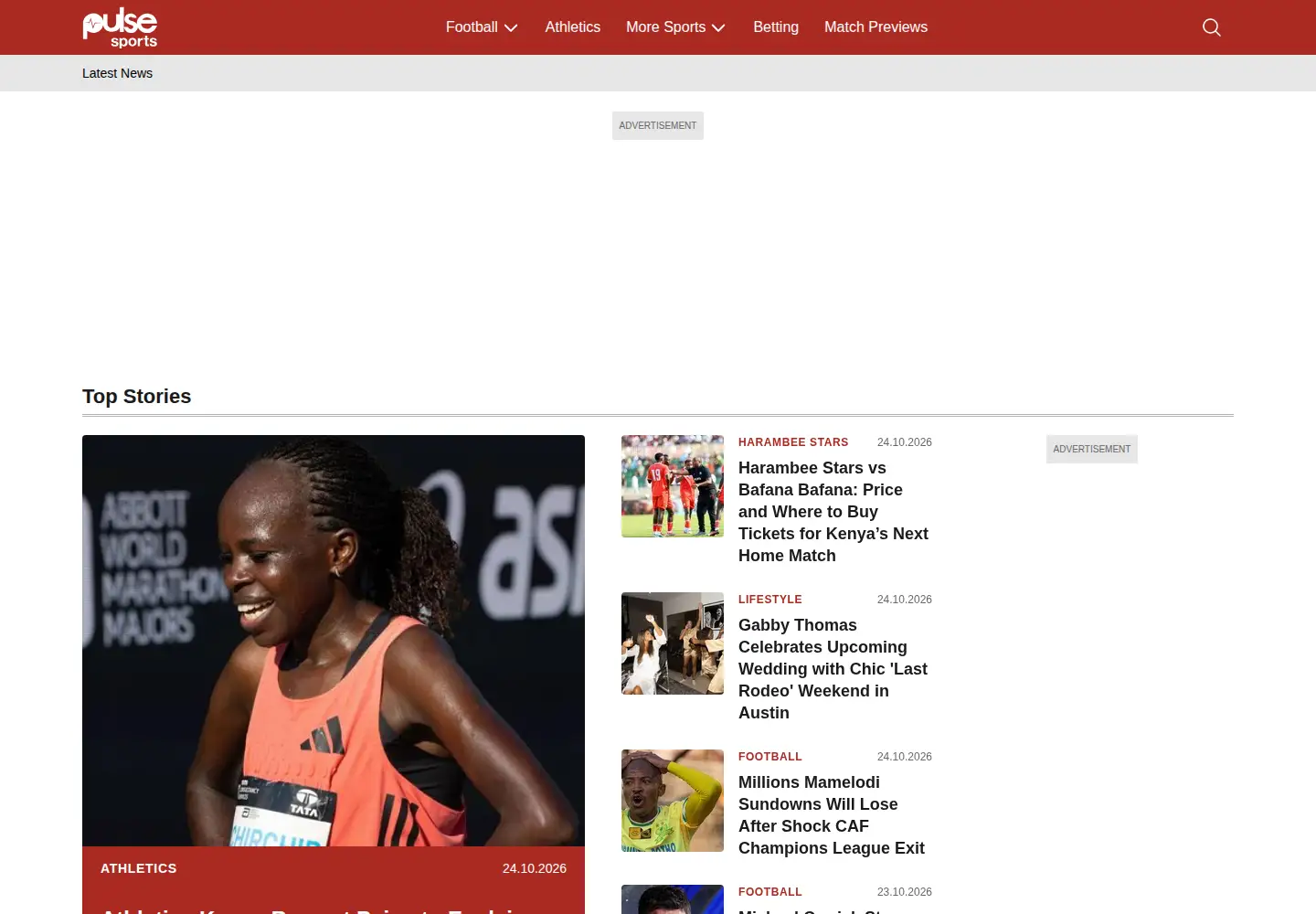 Captured homepage of pulsesports.co.ke in the current scan