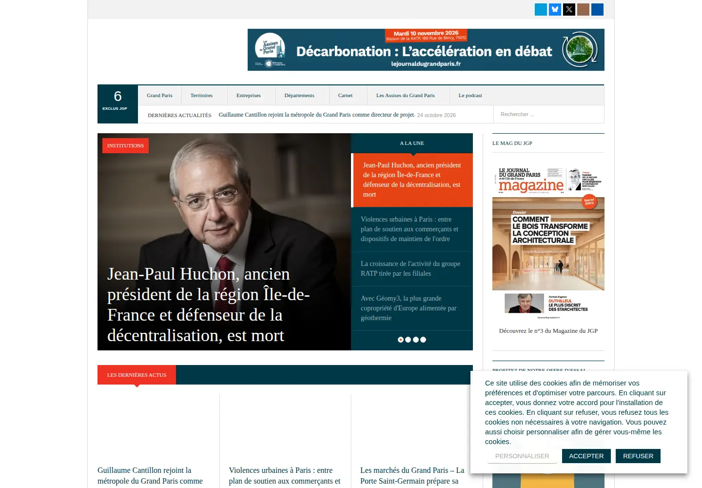 Screenshot of lejournaldugrandparis.fr