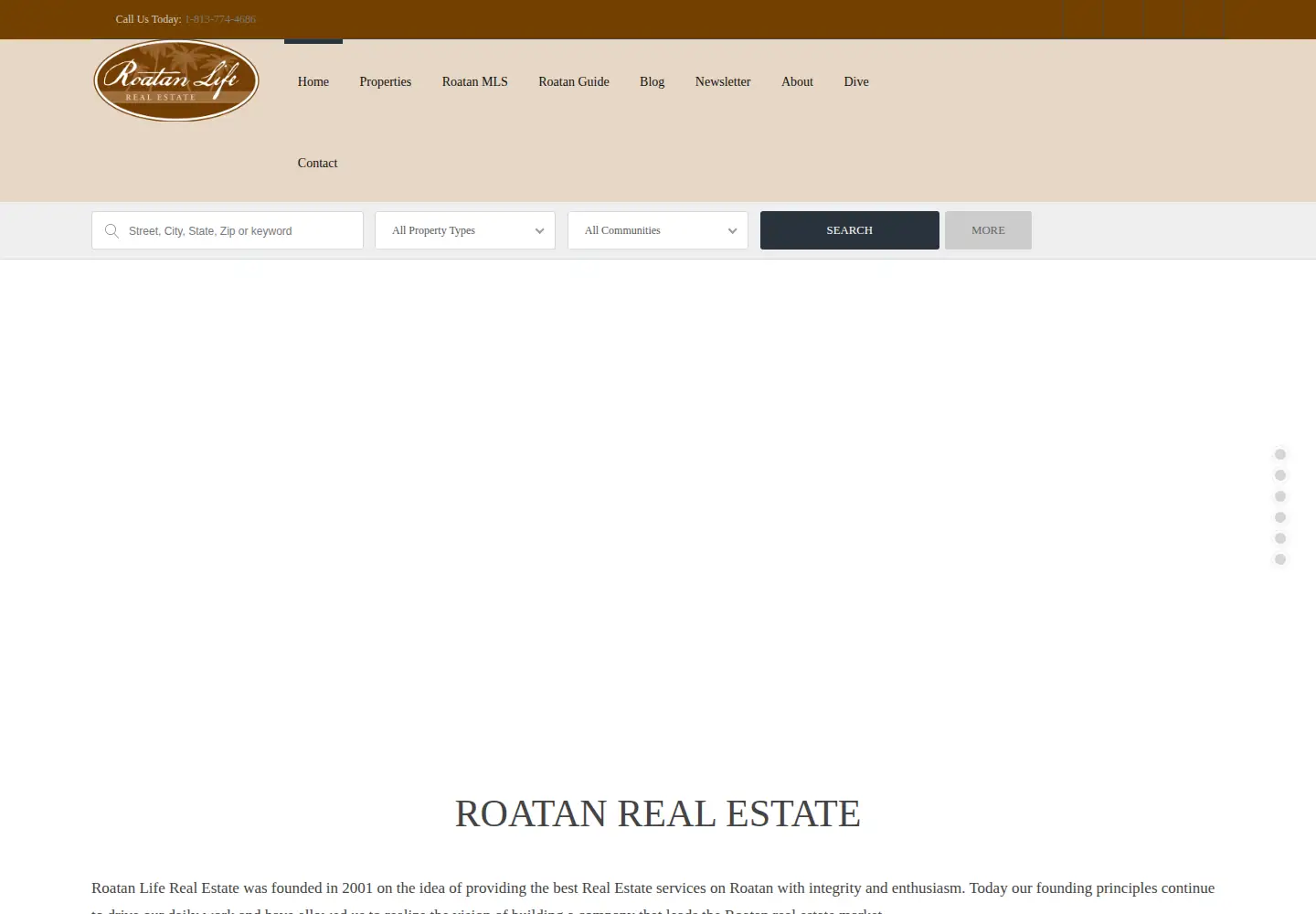 Captured homepage of roatanlife.com in the current scan