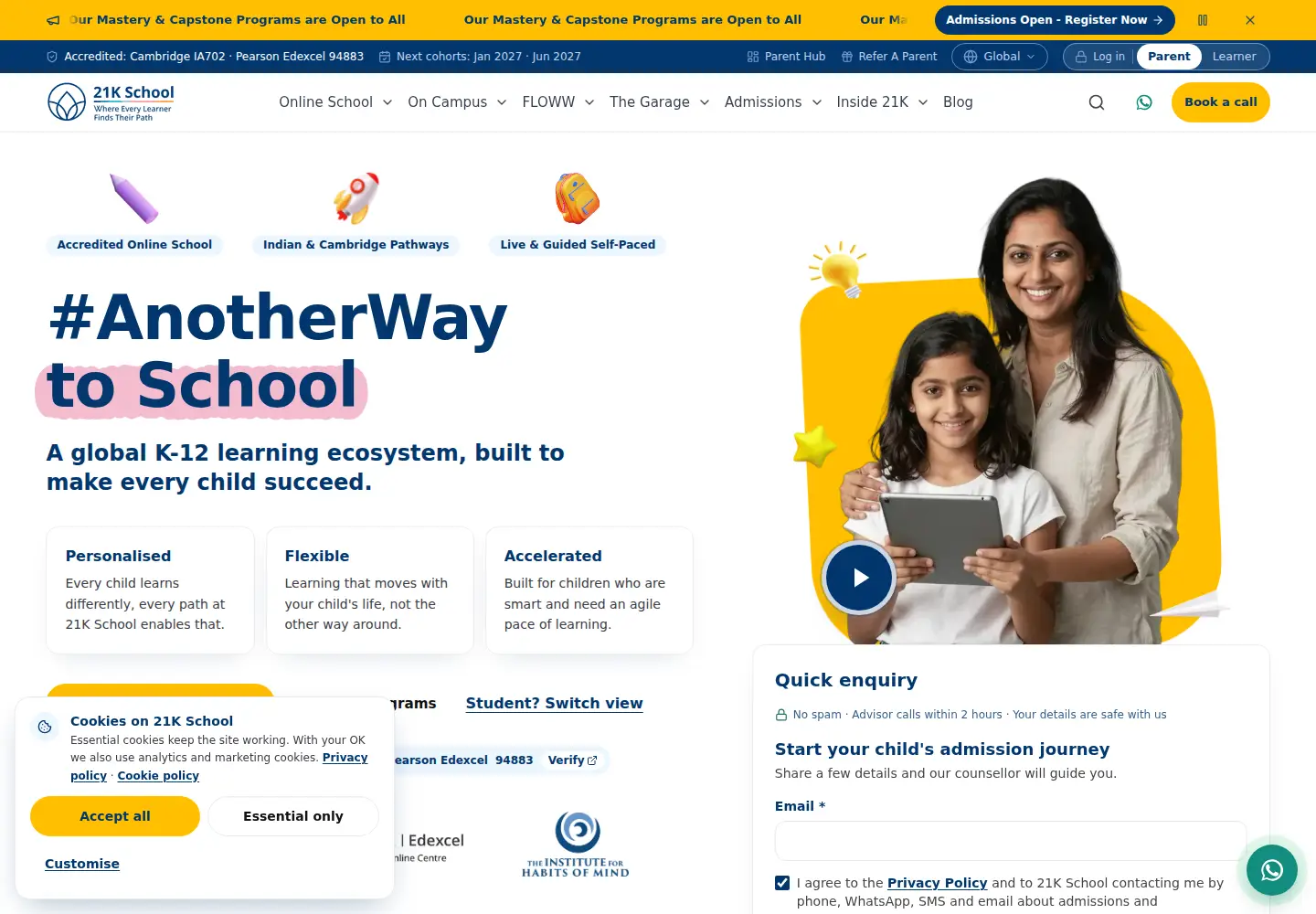 Captured homepage of 21kschool.com in the current scan