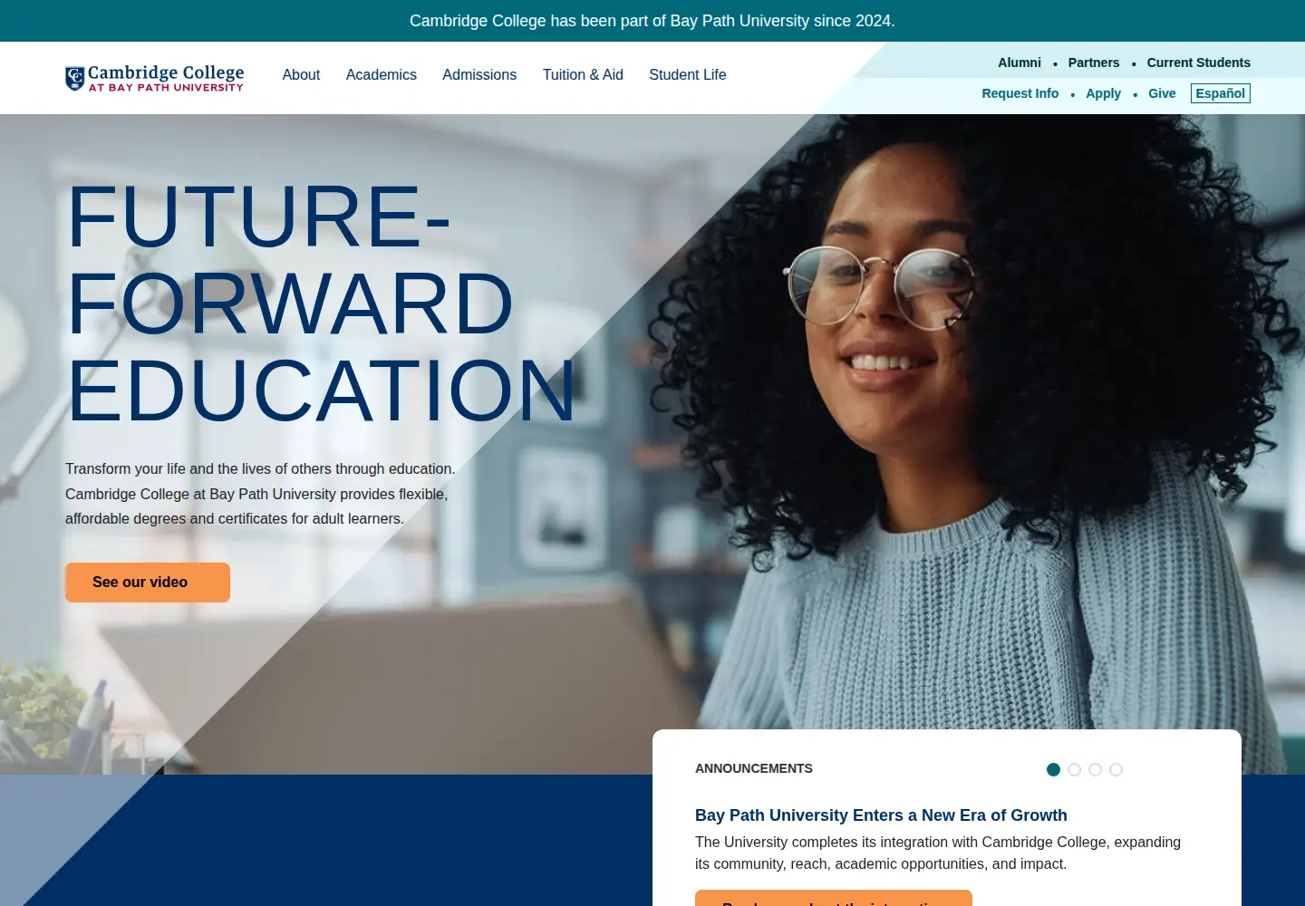 Screenshot of cambridgecollege.edu