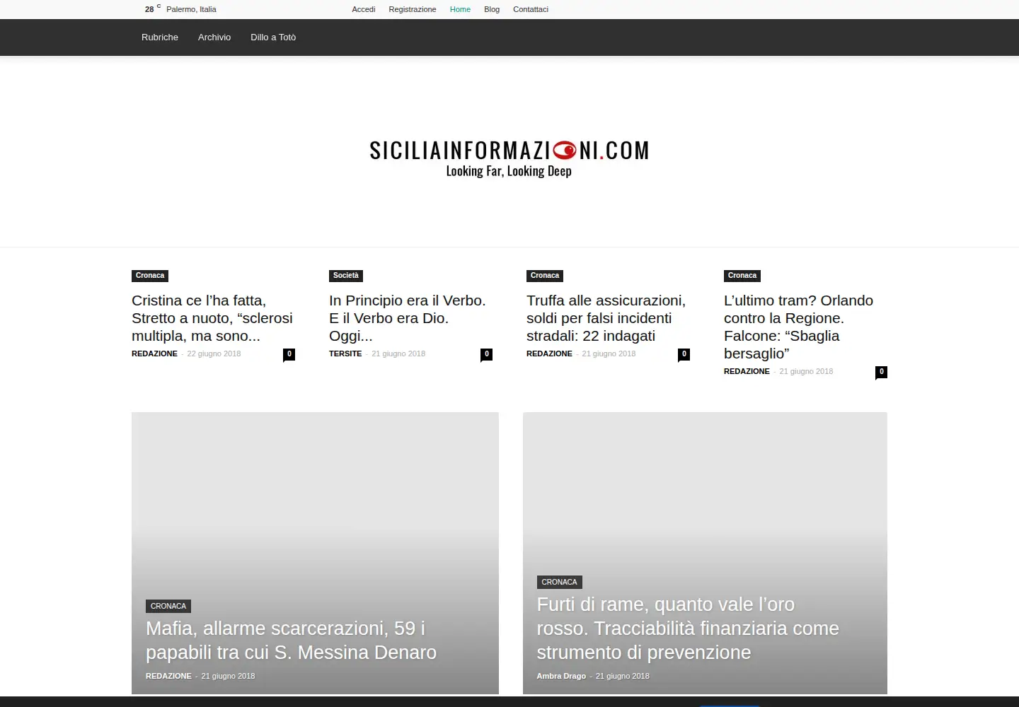 Captured homepage of siciliainformazioni.com in the current scan