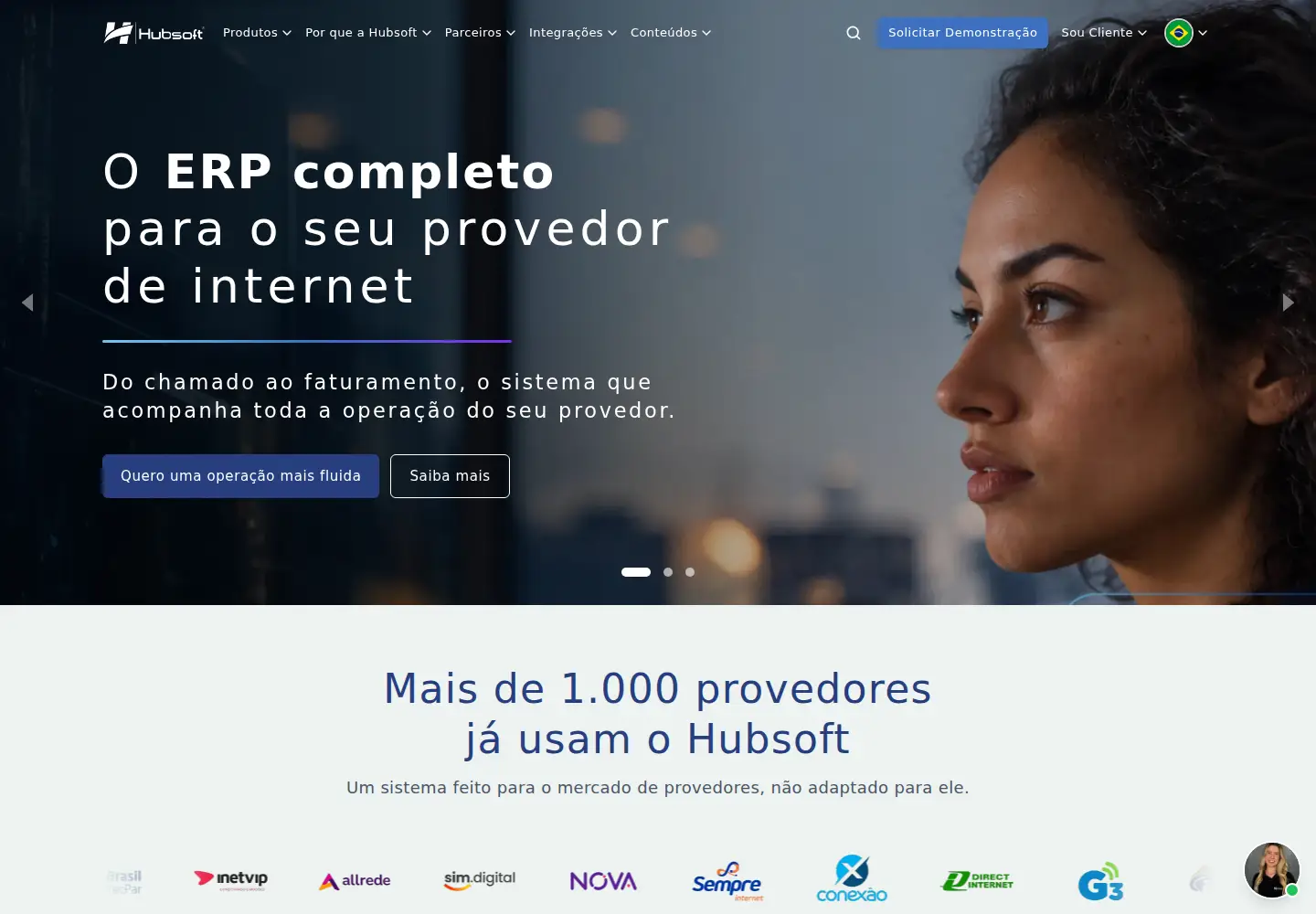 Captured homepage of hubsoft.com.br in the current scan
