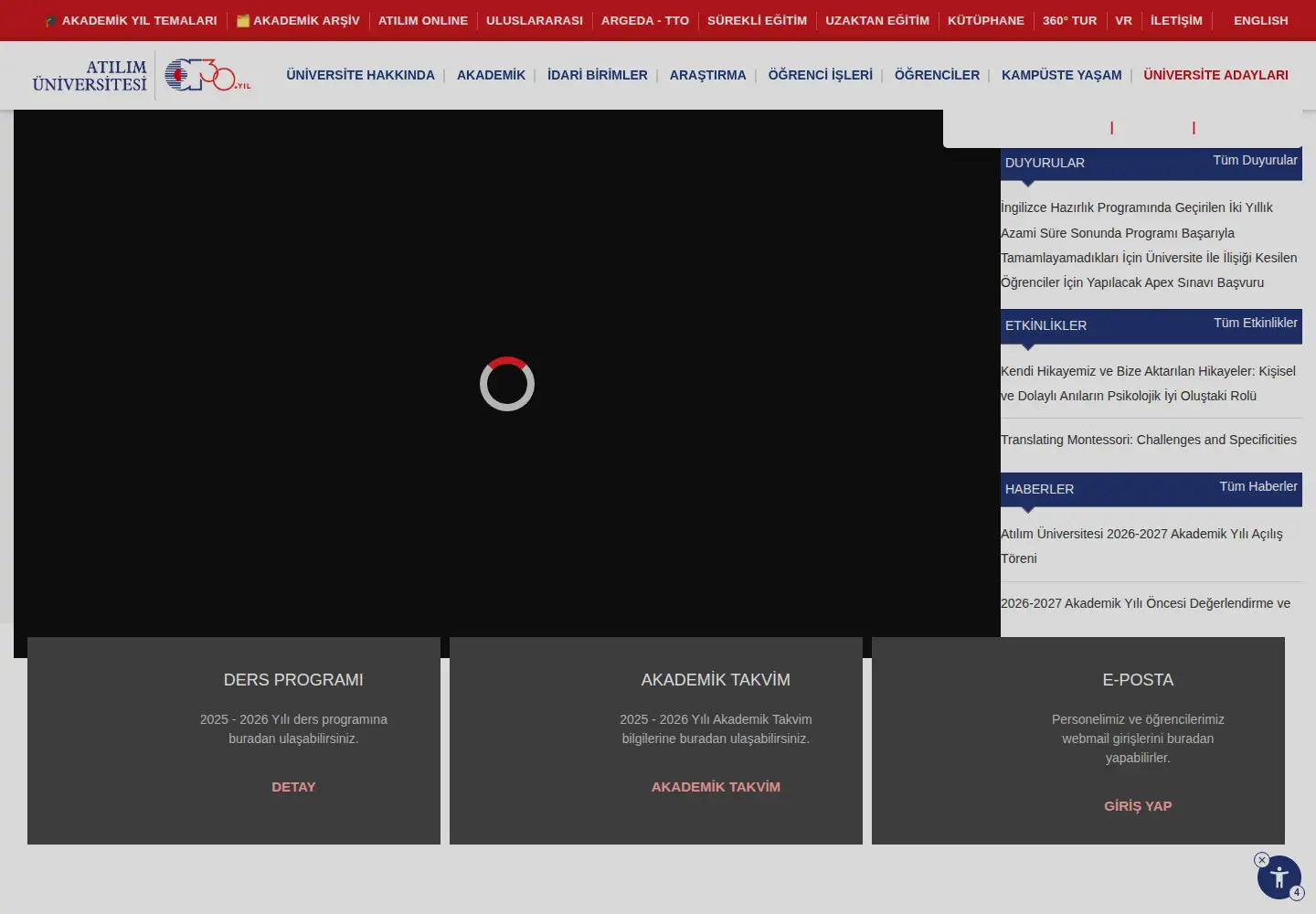 Screenshot of atilim.edu.tr