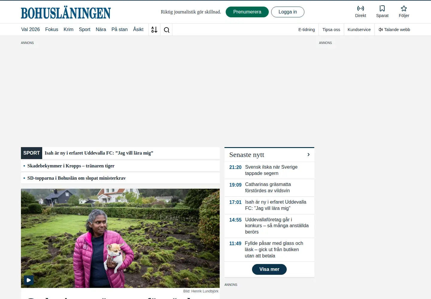 Screenshot of bohuslaningen.se
