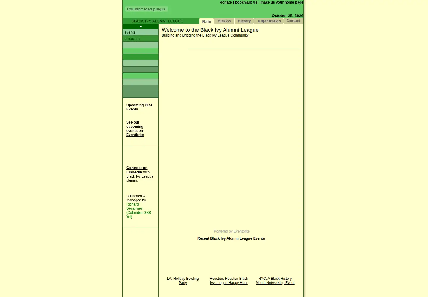 Captured homepage of theleagueonline.org in the current scan