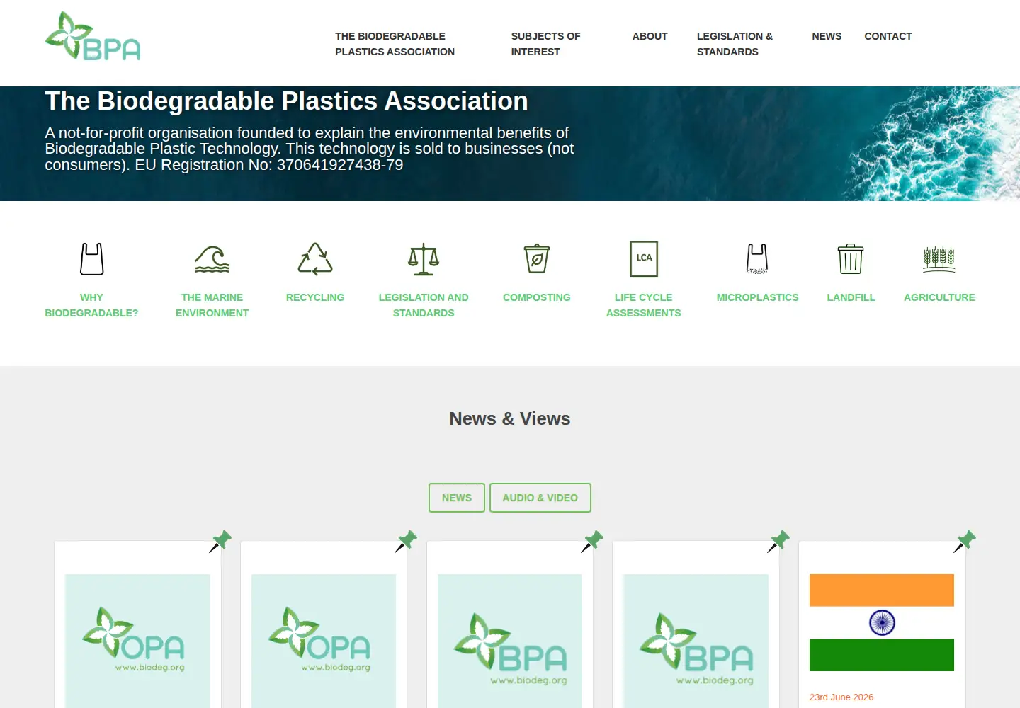 Captured homepage of biodeg.org in the current scan