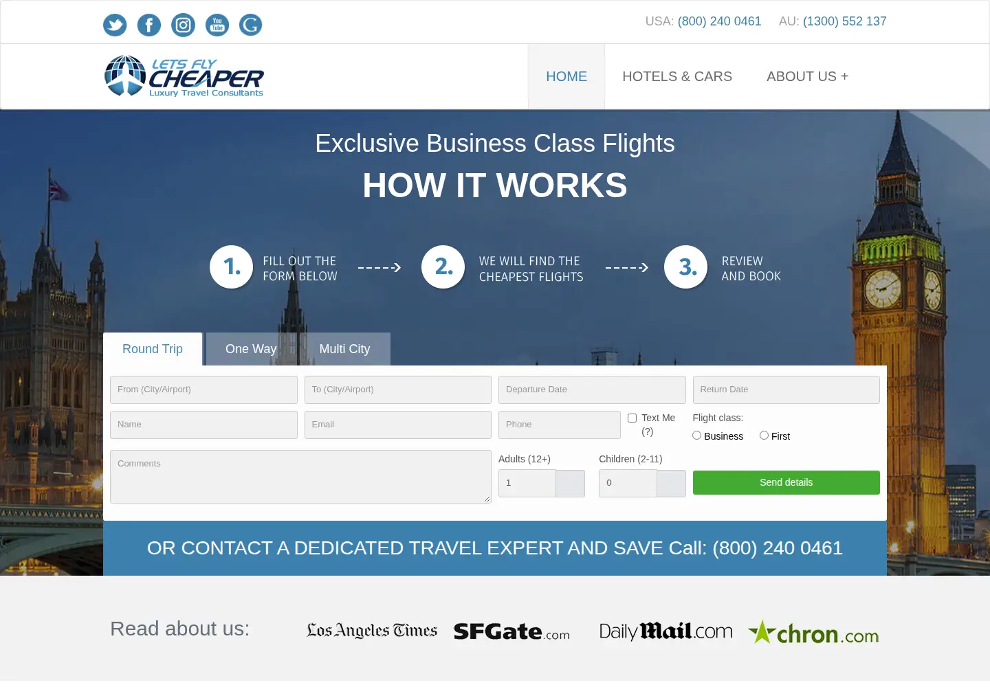 Screenshot of letsflycheaper.com