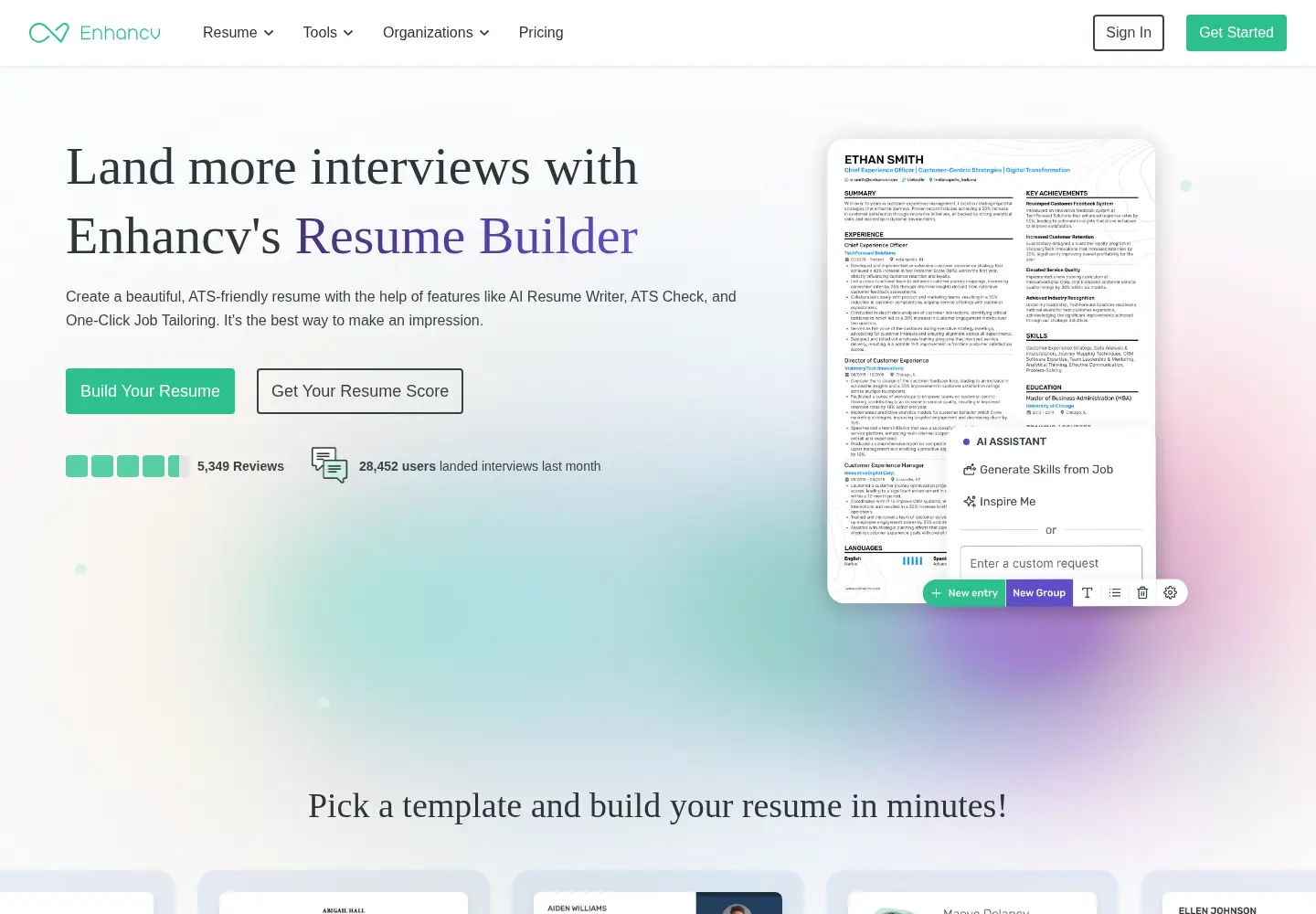Screenshot of enhancv.com