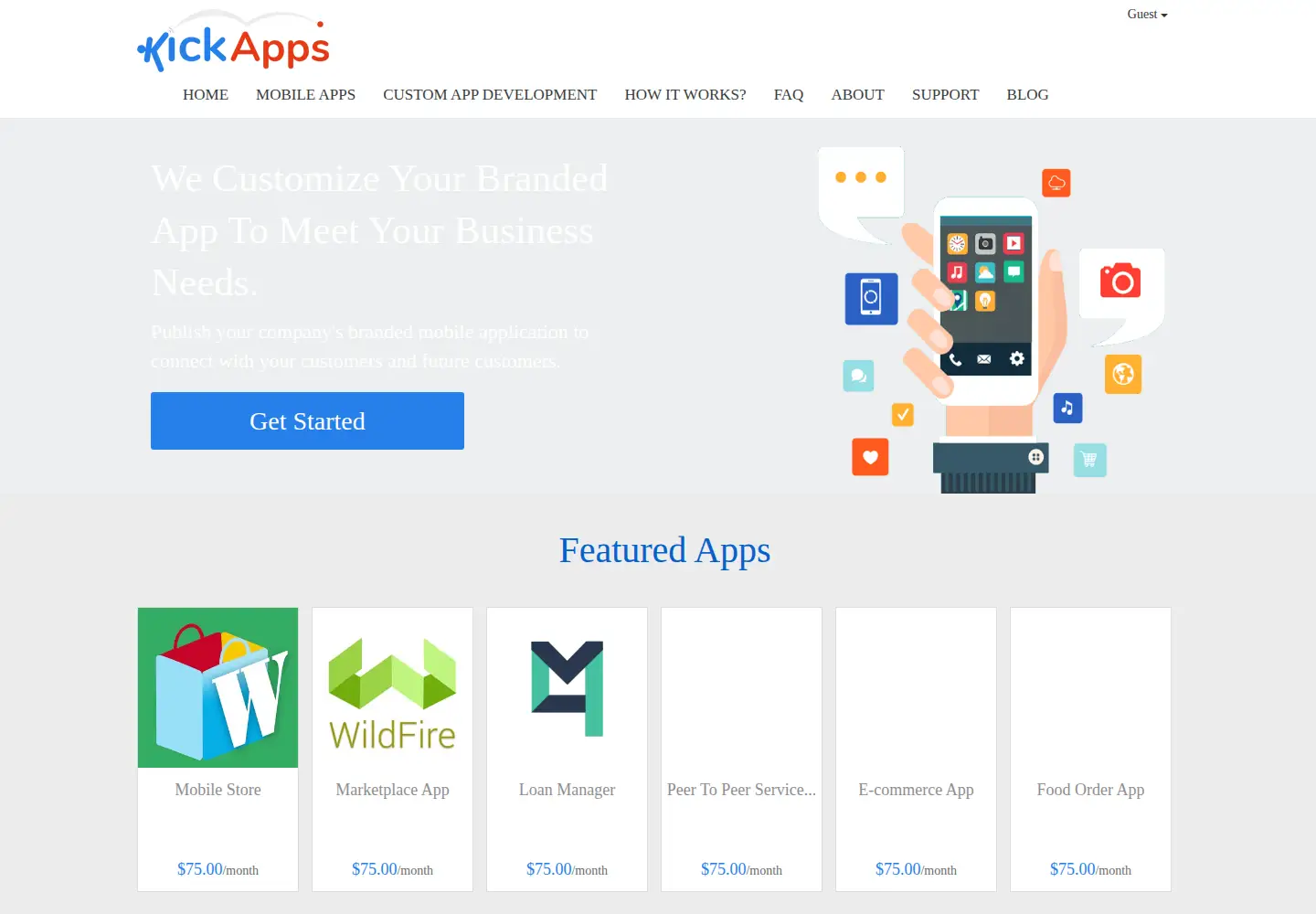 Captured homepage of kickapps.com in the current scan