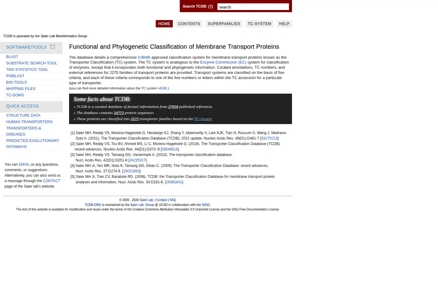 Captured homepage of tcdb.org in the current scan