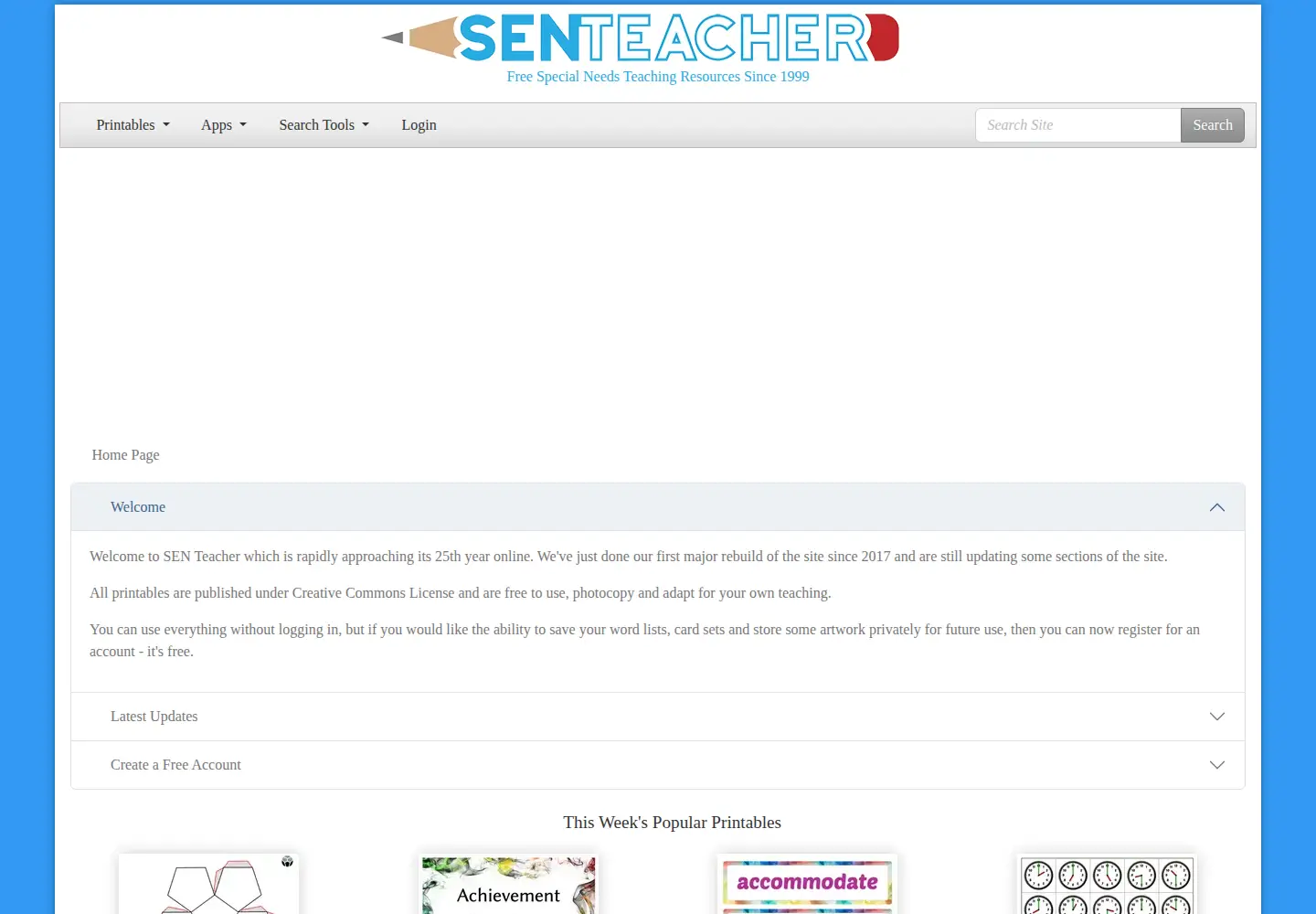 Screenshot of senteacher.org
