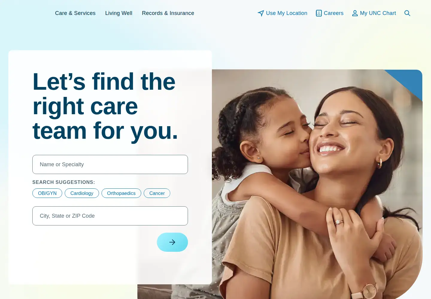 Captured homepage of unchealth.org in the current scan