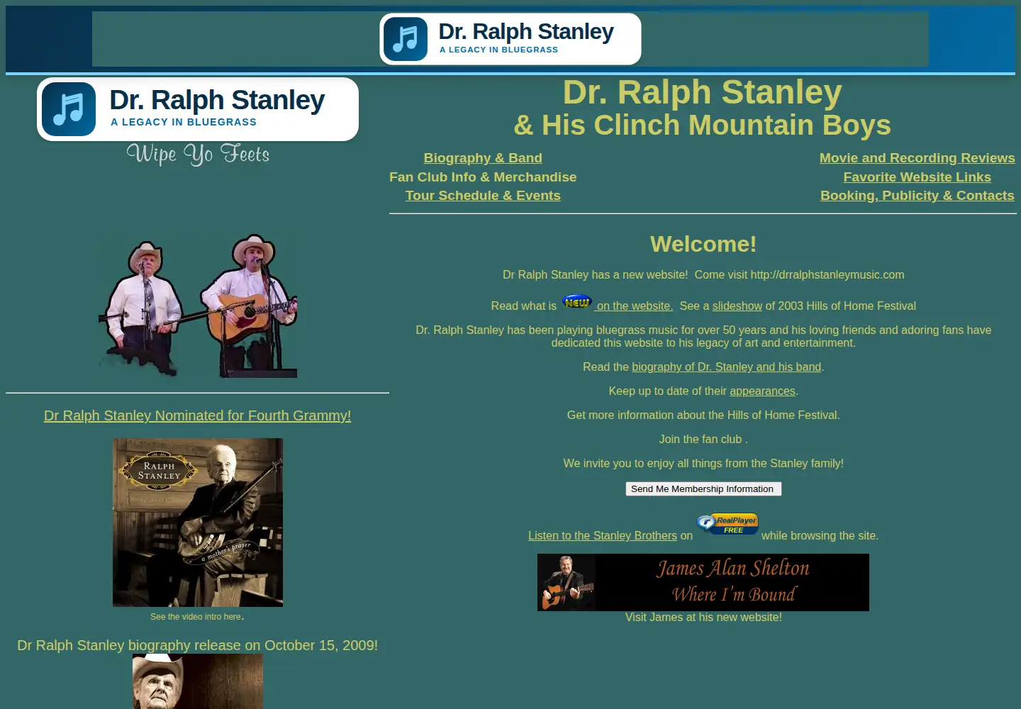 Captured homepage of drralphstanley.com in the current scan