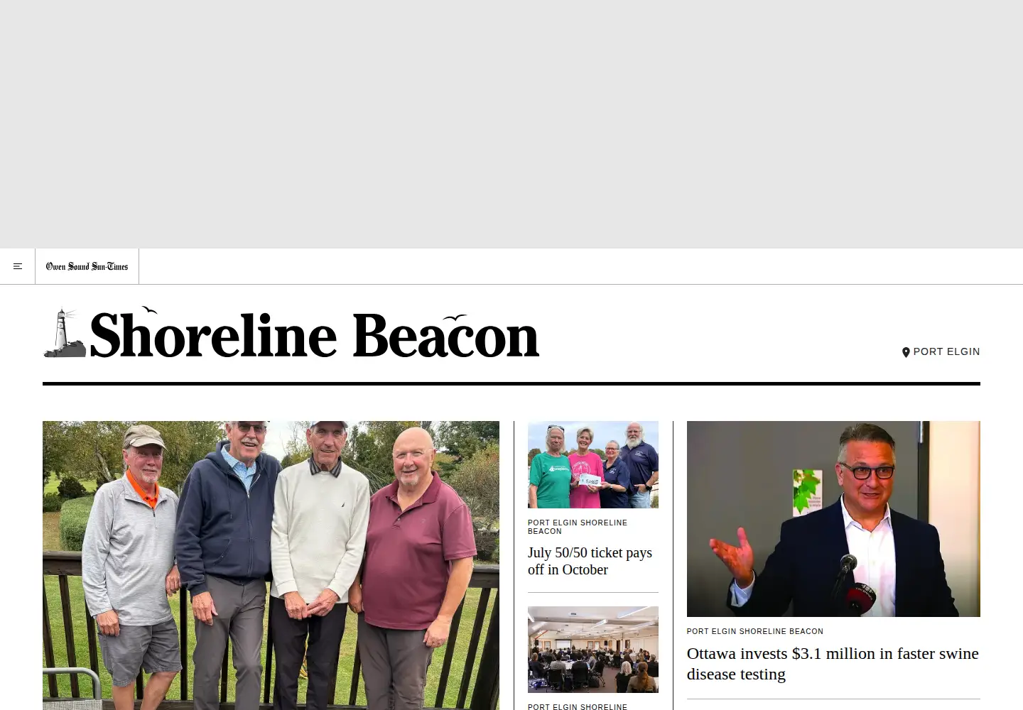 Captured homepage of shorelinebeacon.com in the current scan