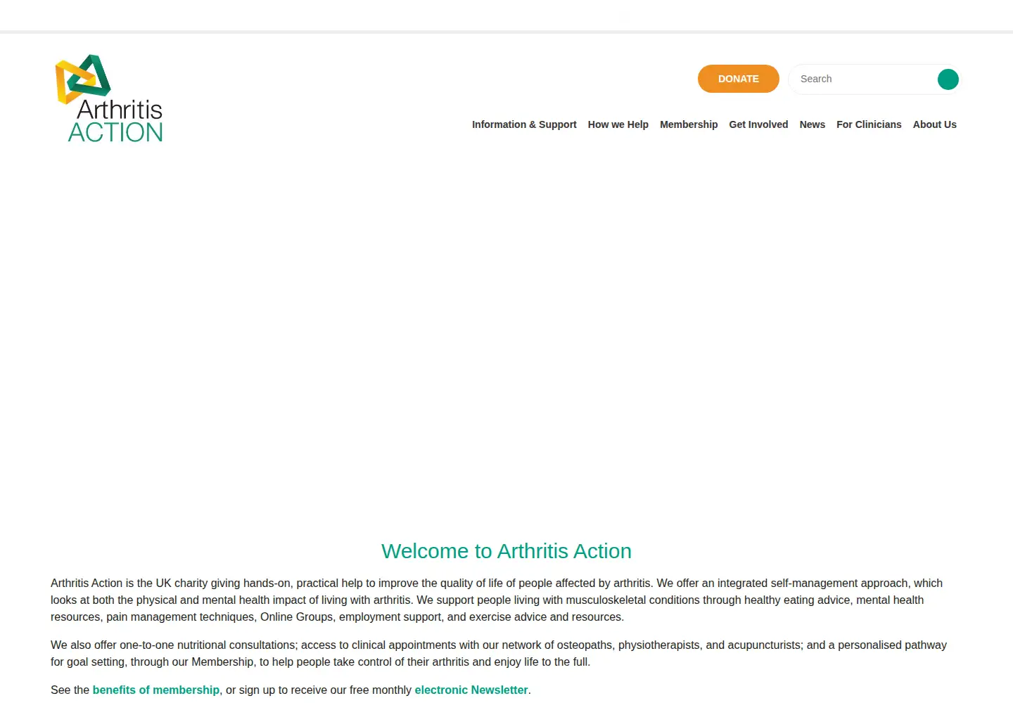 Screenshot of arthritisaction.org.uk