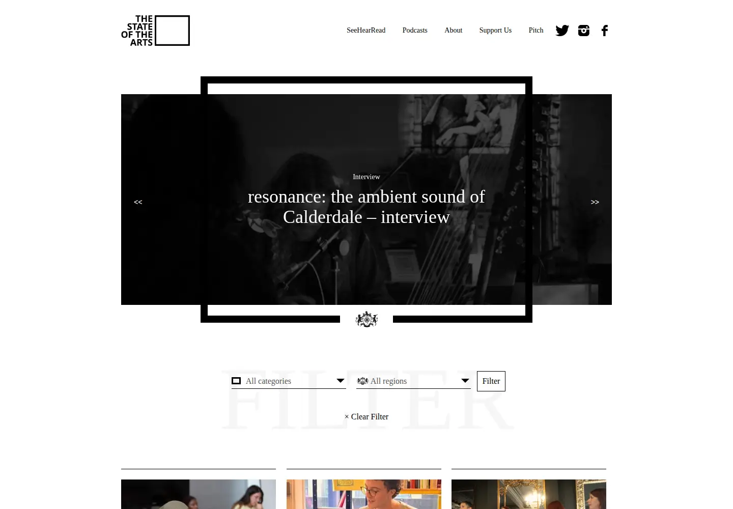 Captured homepage of thestateofthearts.co.uk in the current scan