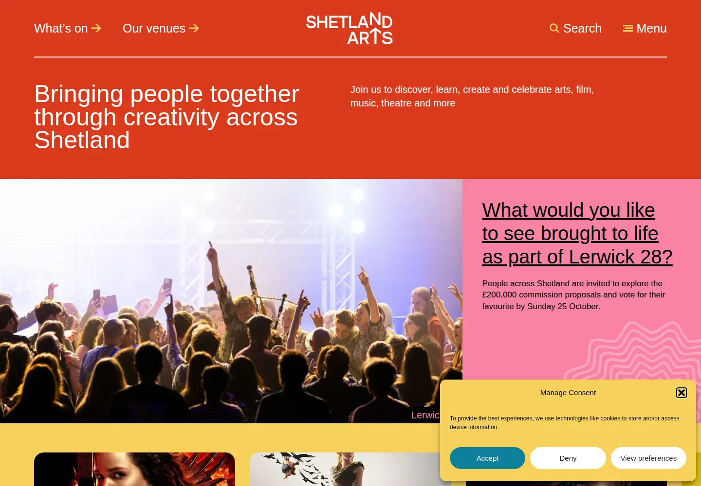 Captured homepage of shetlandarts.org in the current scan