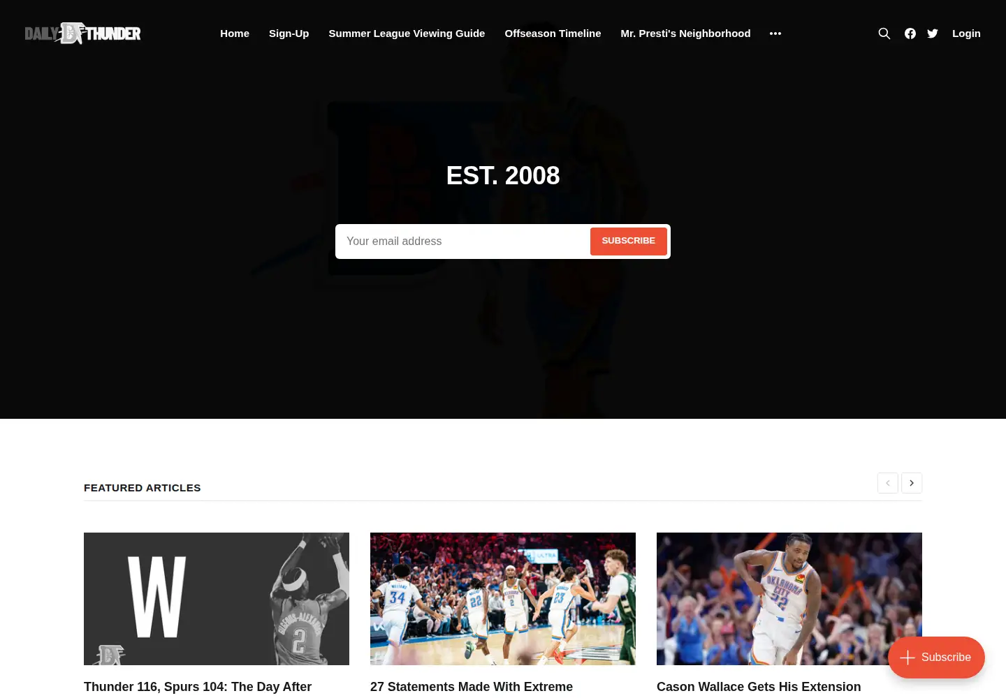 Captured homepage of dailythunder.com in the current scan