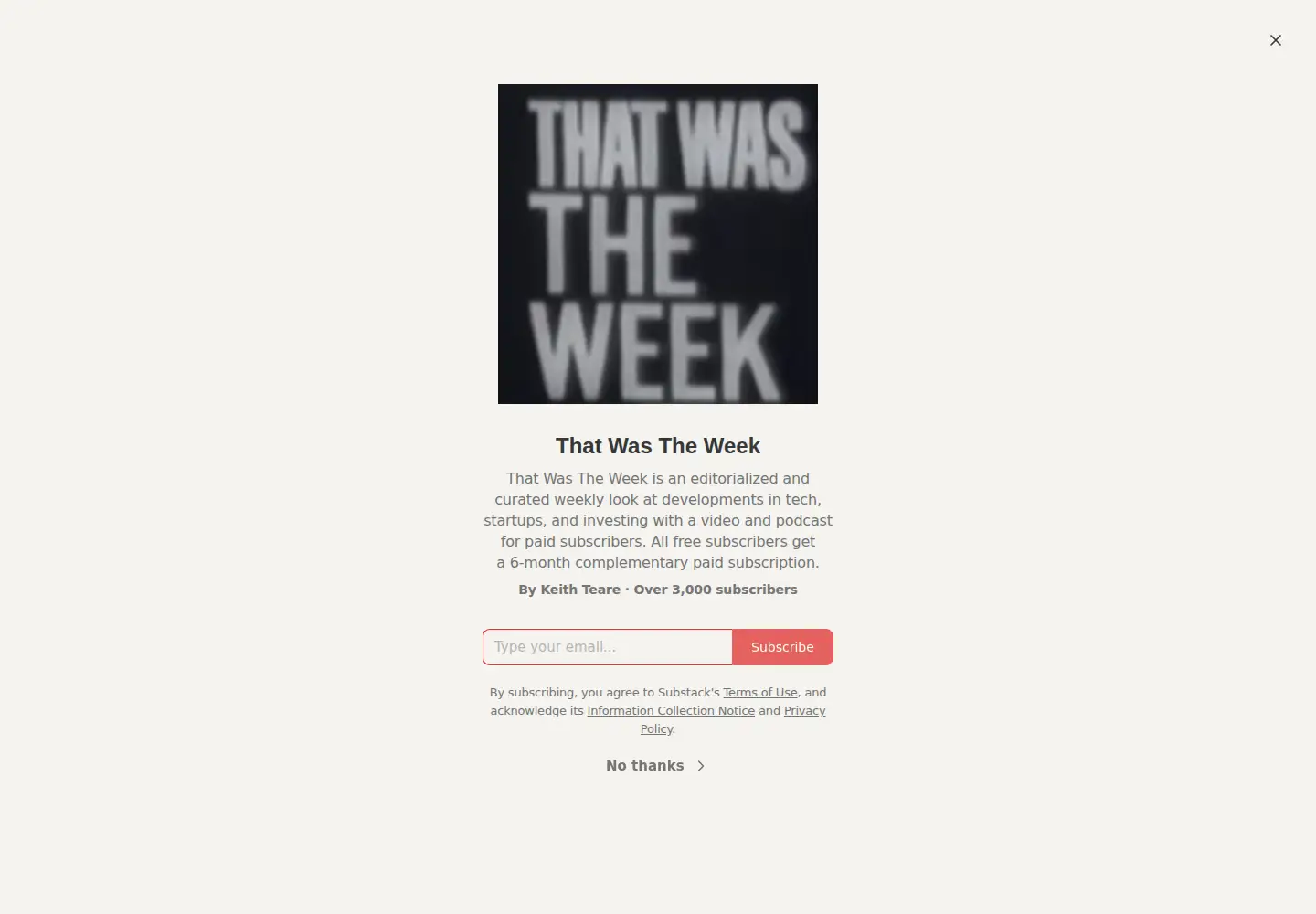 Captured homepage of thatwastheweek.com in the current scan