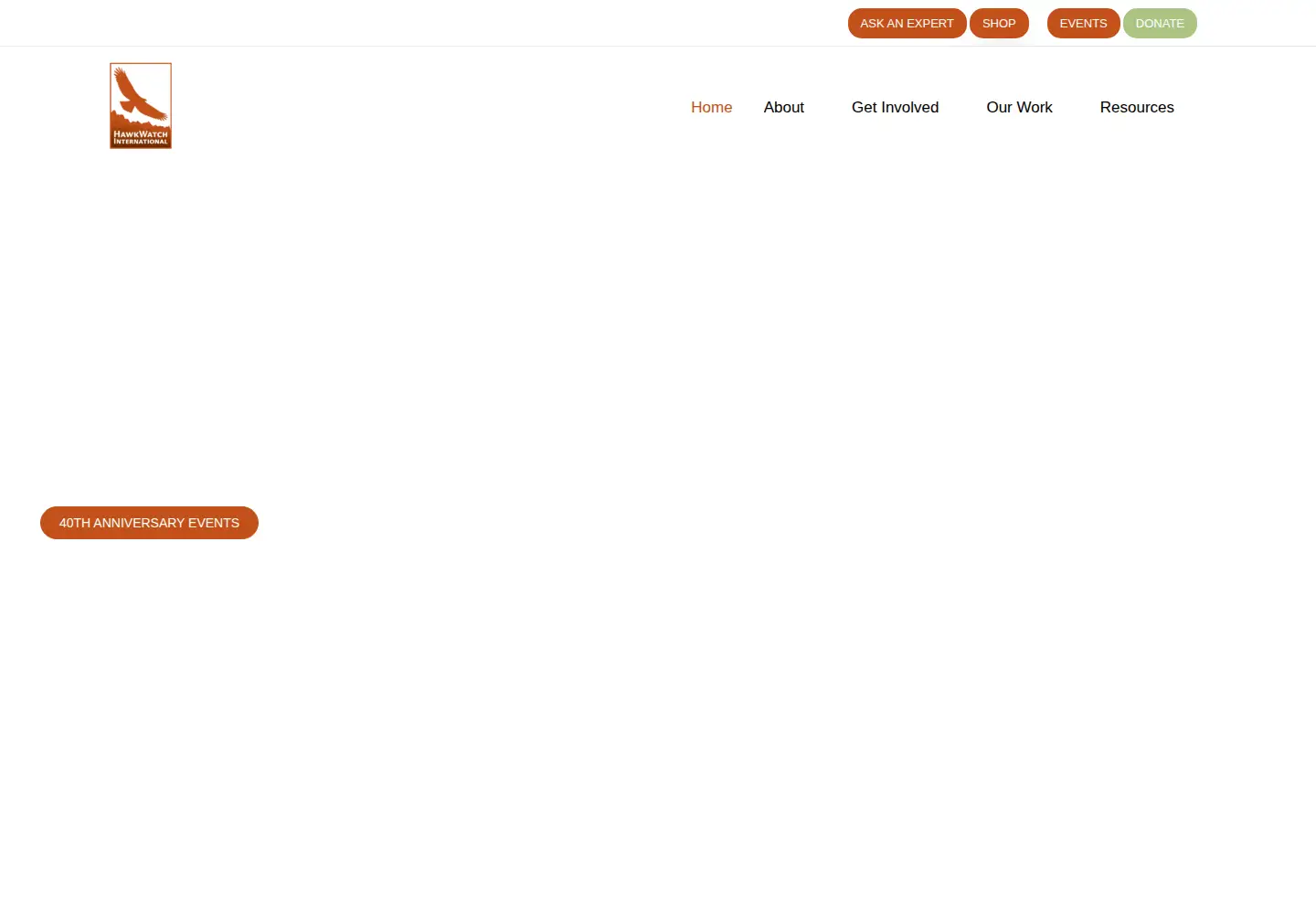 Captured homepage of hawkwatch.org in the current scan