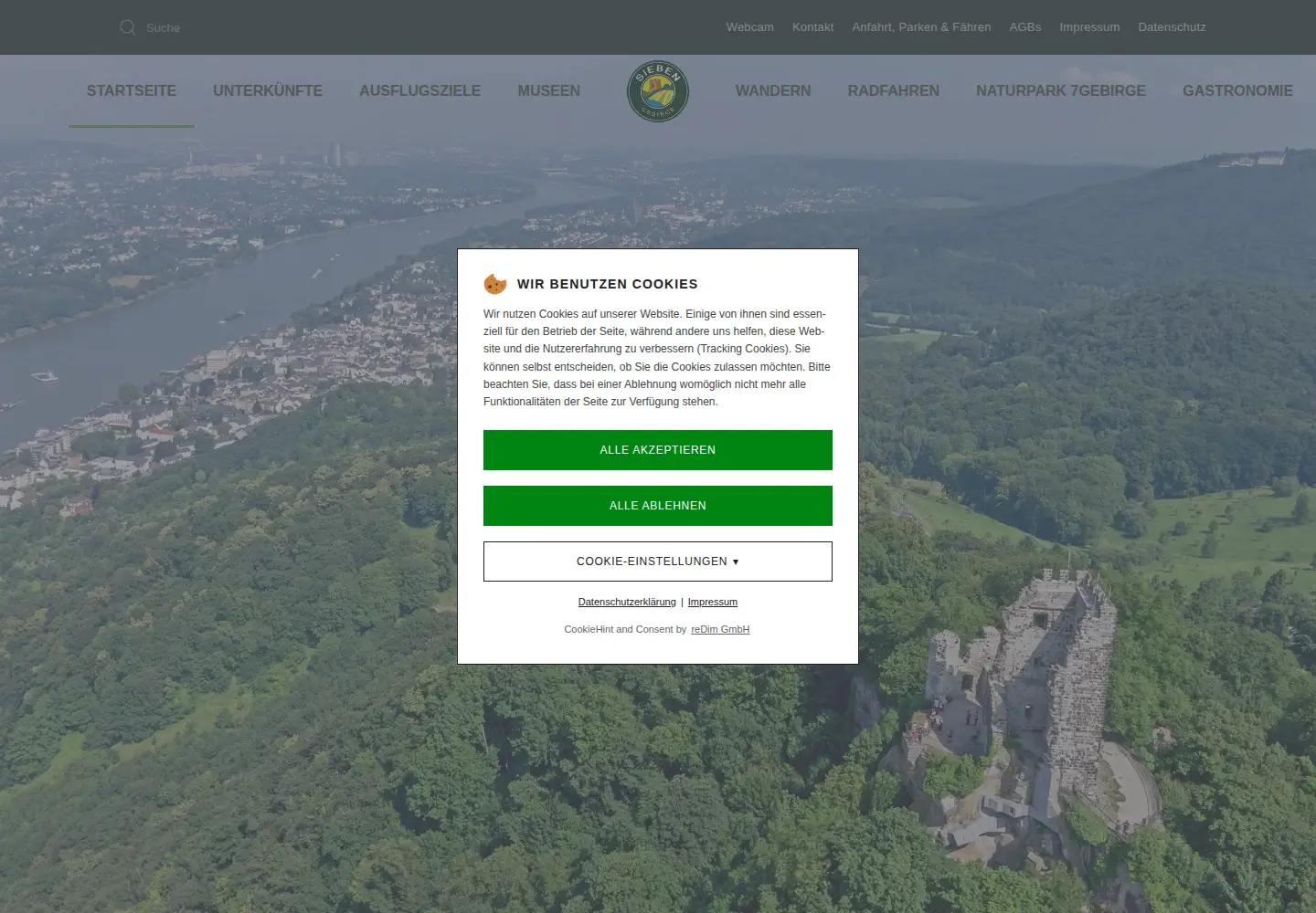 Captured homepage of siebengebirge.com in the current scan