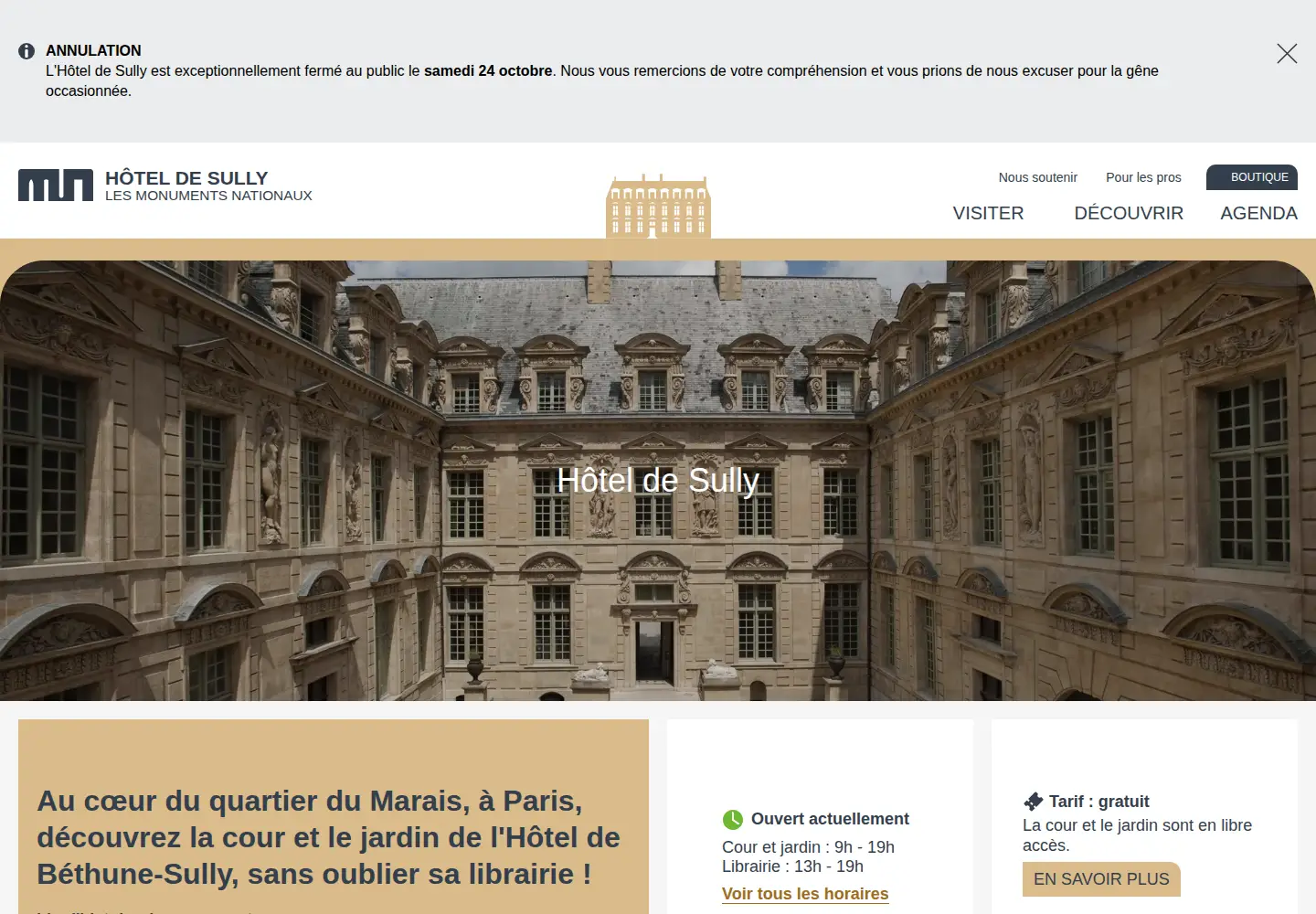 Screenshot of hotel-de-sully.fr