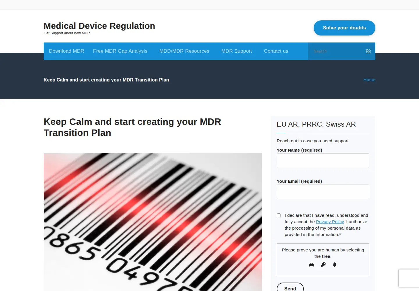 Captured homepage of medical-device-regulation.eu in the current scan