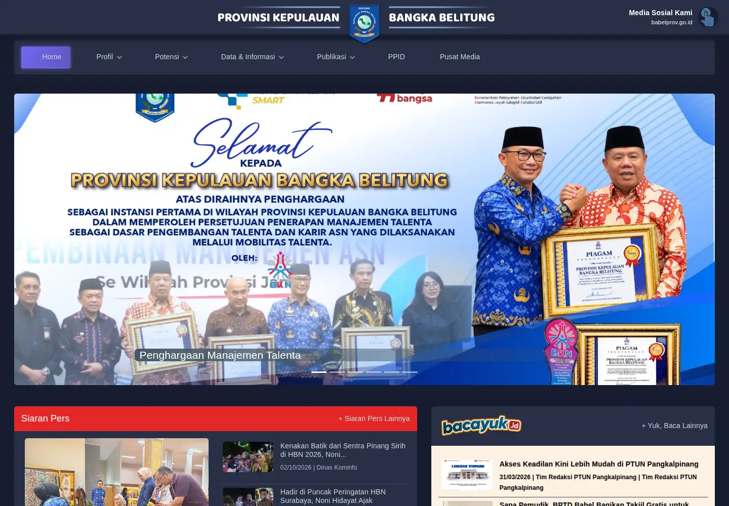 Screenshot of babelprov.go.id