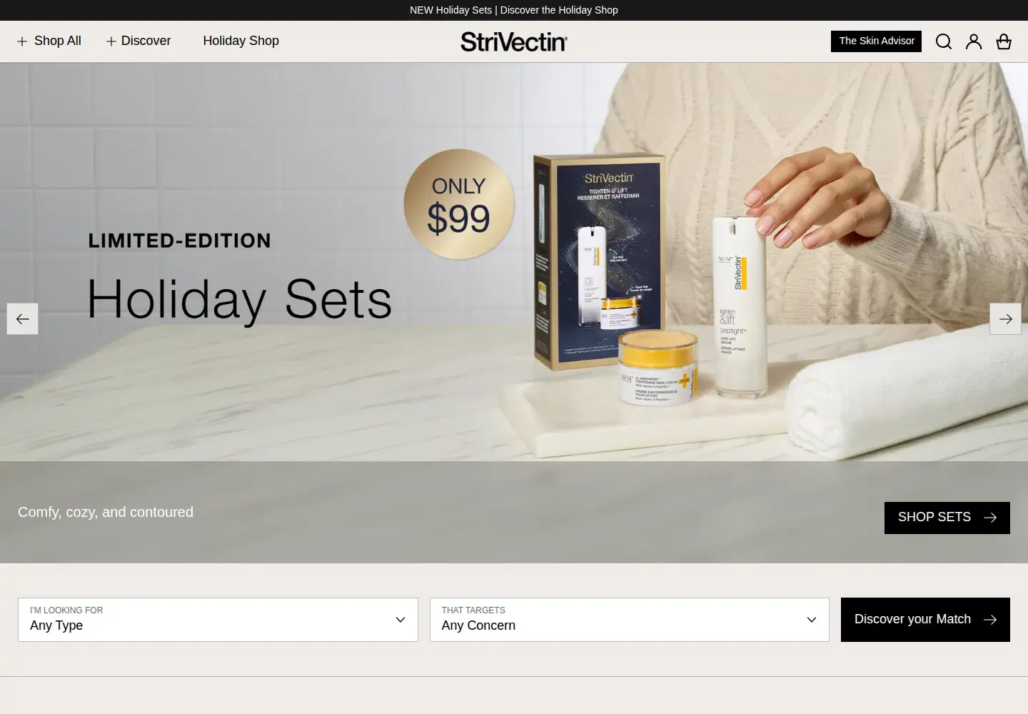 Captured homepage of strivectin.com in the current scan