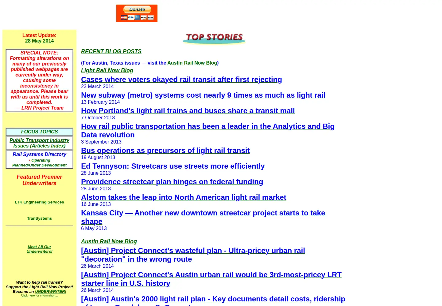 Screenshot of lightrailnow.org