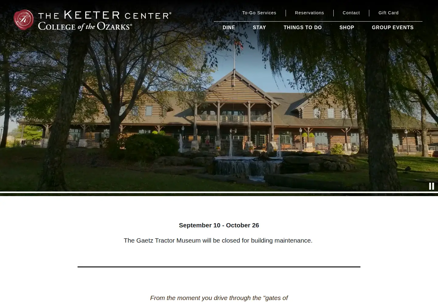 Captured homepage of keetercenter.edu in the current scan
