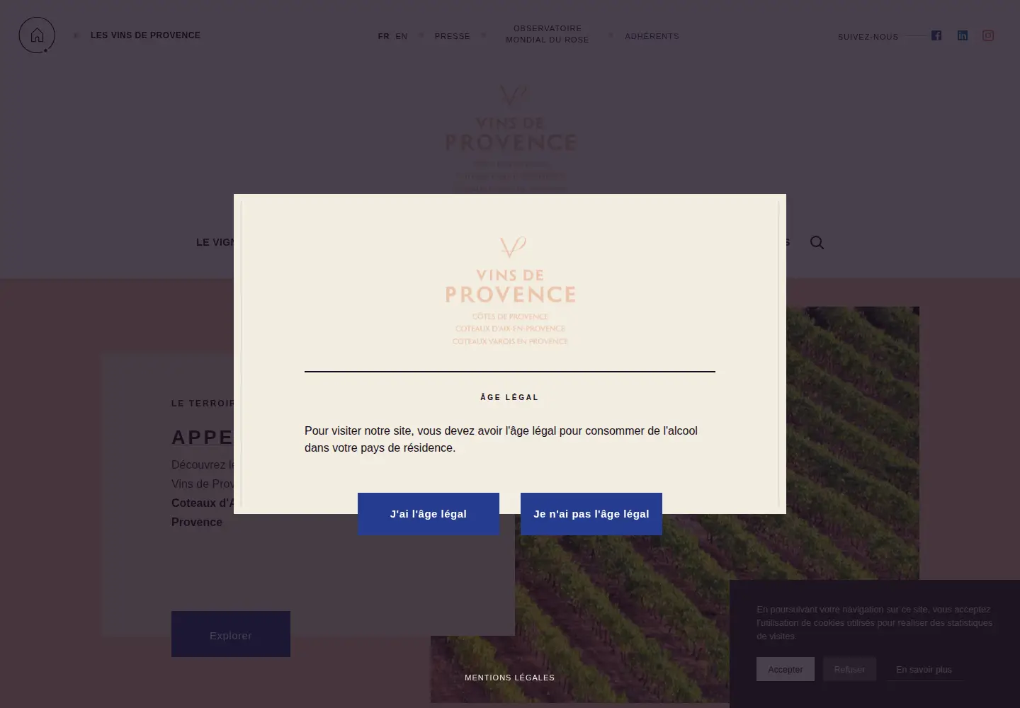 Screenshot of vinsdeprovence.com