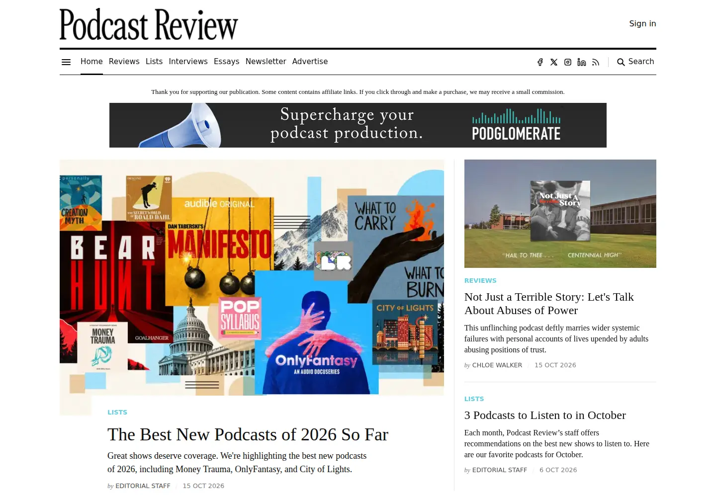 Screenshot of podcastreview.org