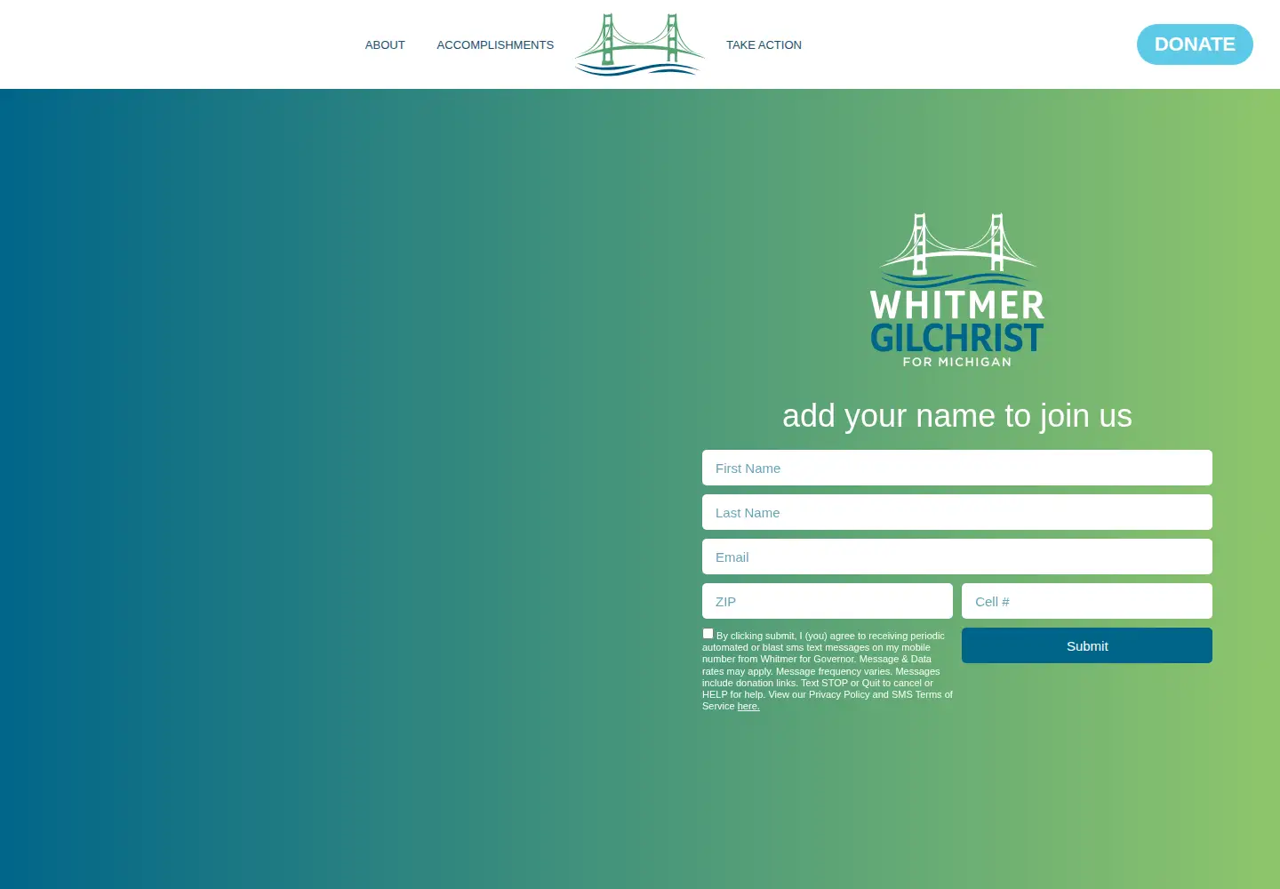 Captured homepage of gretchenwhitmer.com in the current scan