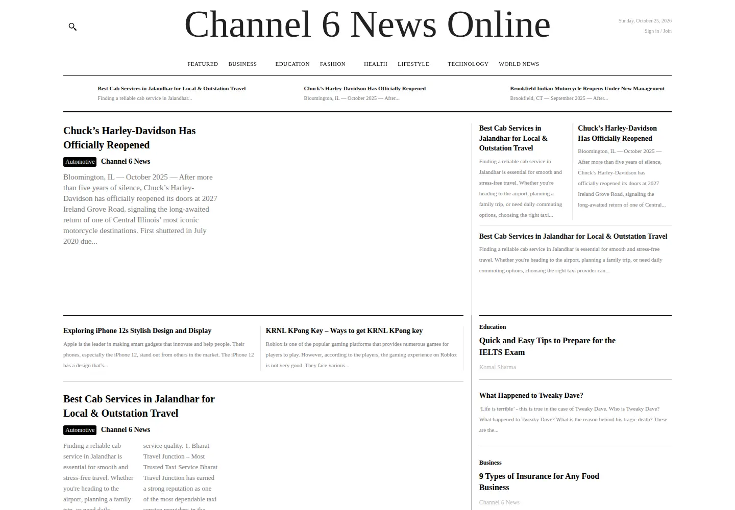 Captured homepage of channel6newsonline.com in the current scan