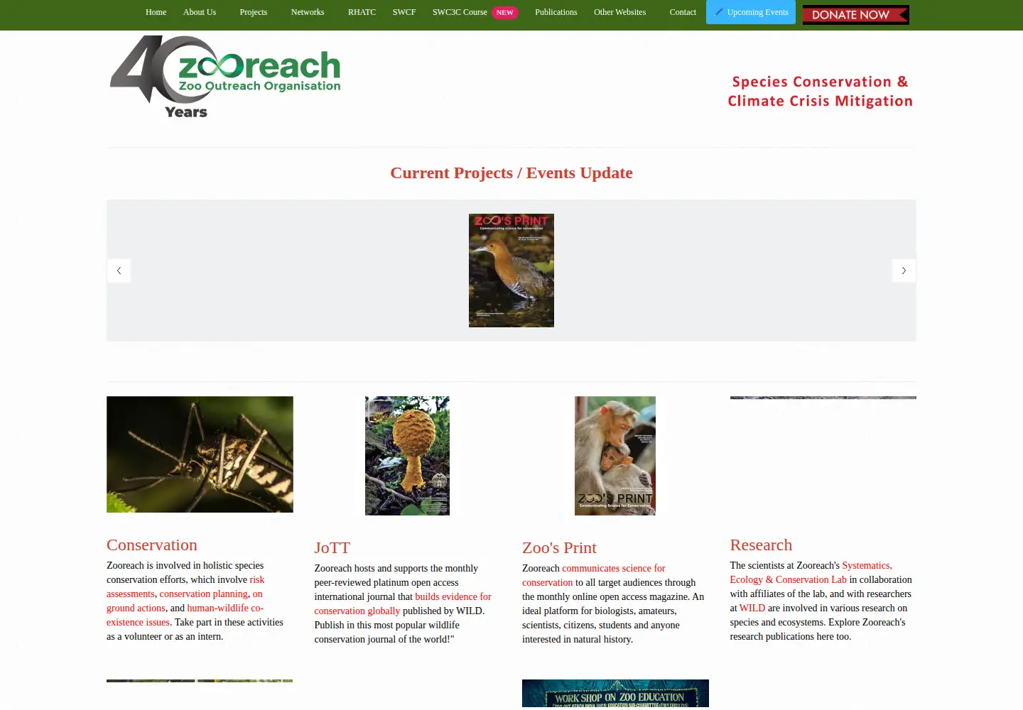 Captured homepage of zooreach.org in the current scan